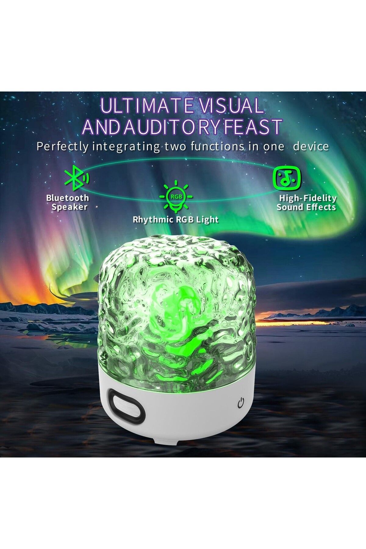 Tescomak-Ambient light lamp and stereo speaker, All-in-1 projector white 6