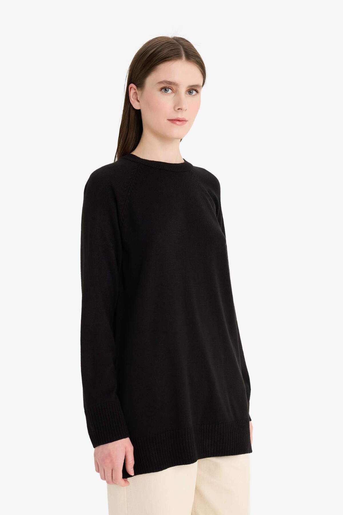 DeFacto-Regular Fit Crew Neck Basic Plain Long Sleeve Tunic C4474Ax25Wn 3
