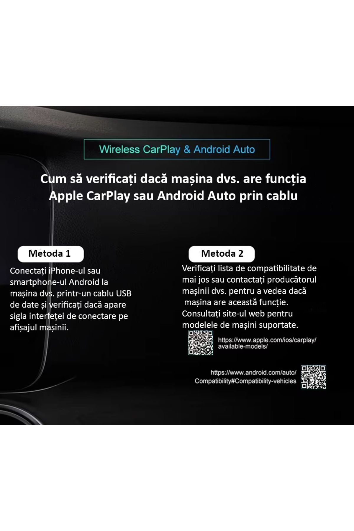 ENZIRO-Adaptor Auto Wireless 2 in 1 Apple Carplay si Android Auto, Plug and Play, Bluetooth, WiFi, Negru 8