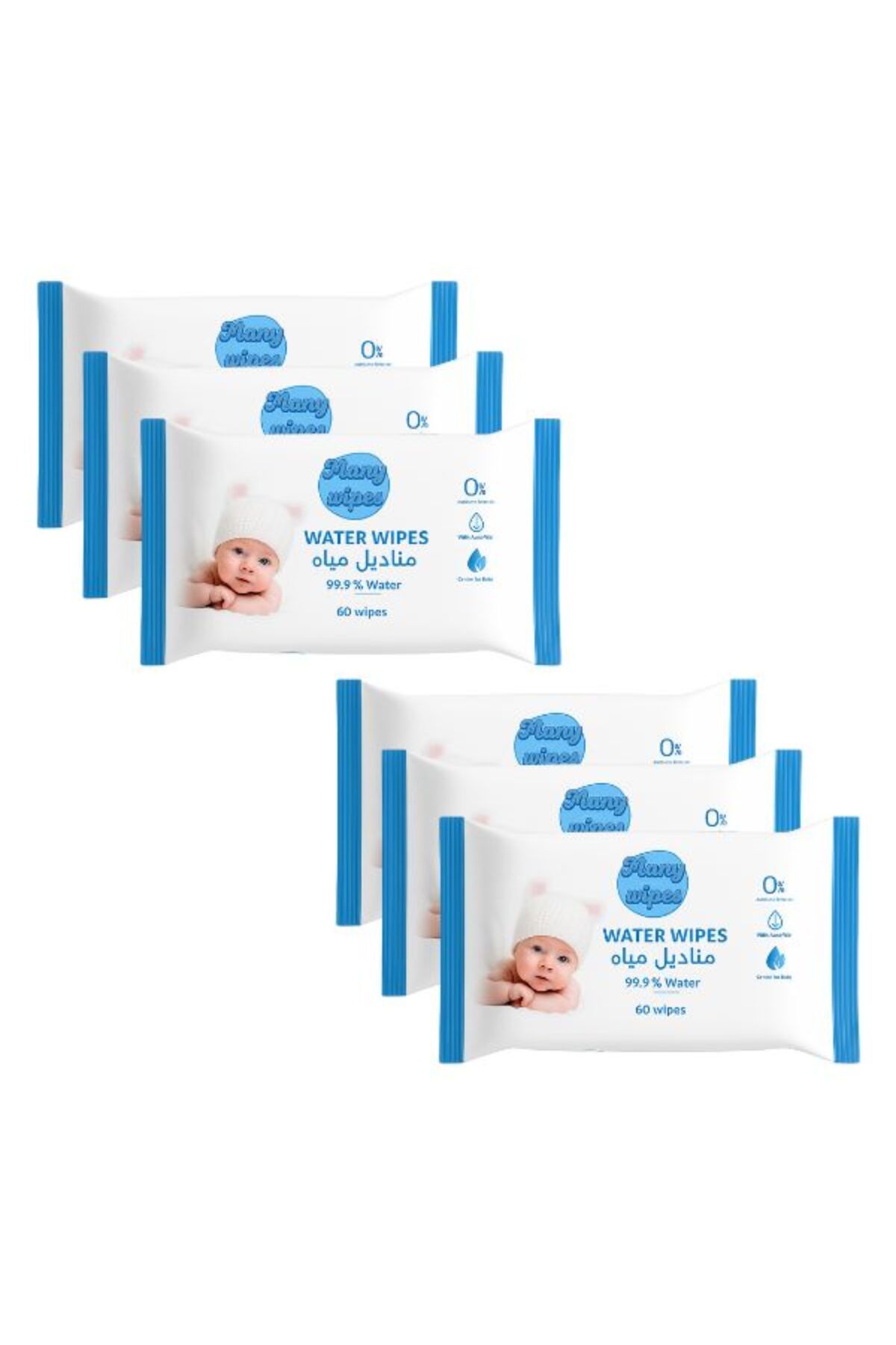 Mamy Wipes-Water Wipes, 6 x 60 Wipes (360 Total) – 99.9% Water, Mega Saver 1