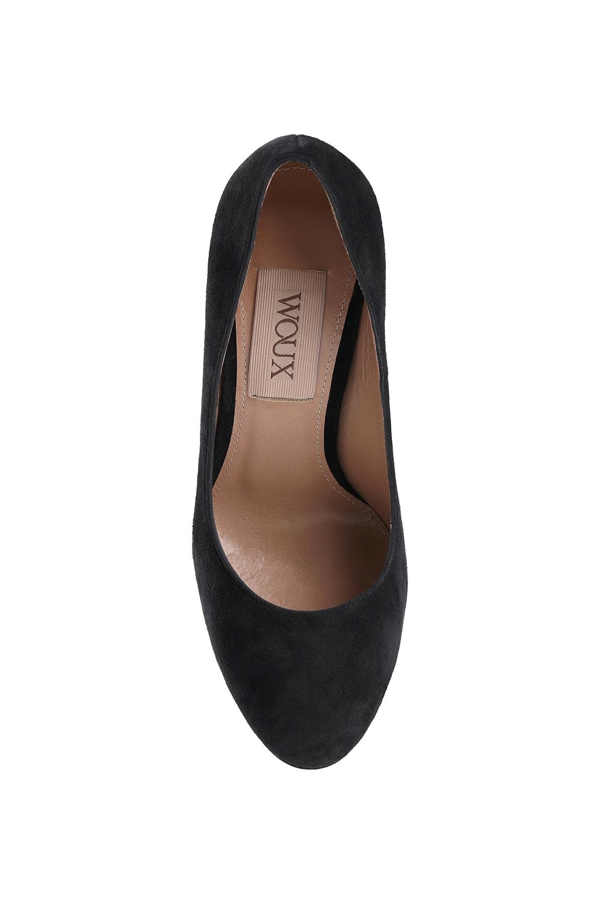 Deriderim-Black Genuine Suede Platform Heeled Stiletto 5