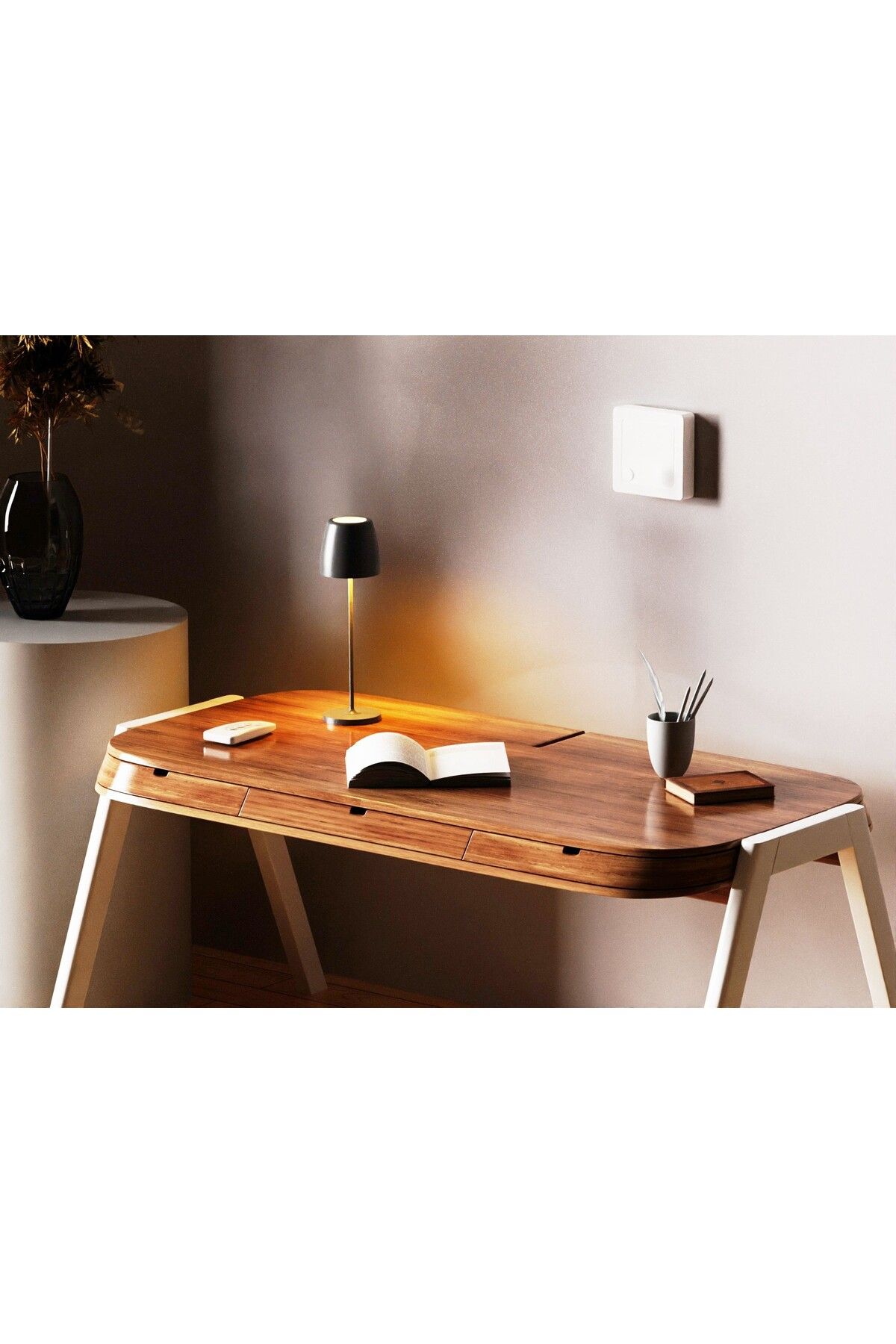 Tescomak-Rechargeable touch led table lamp with telescopic rod, 200LM black 11