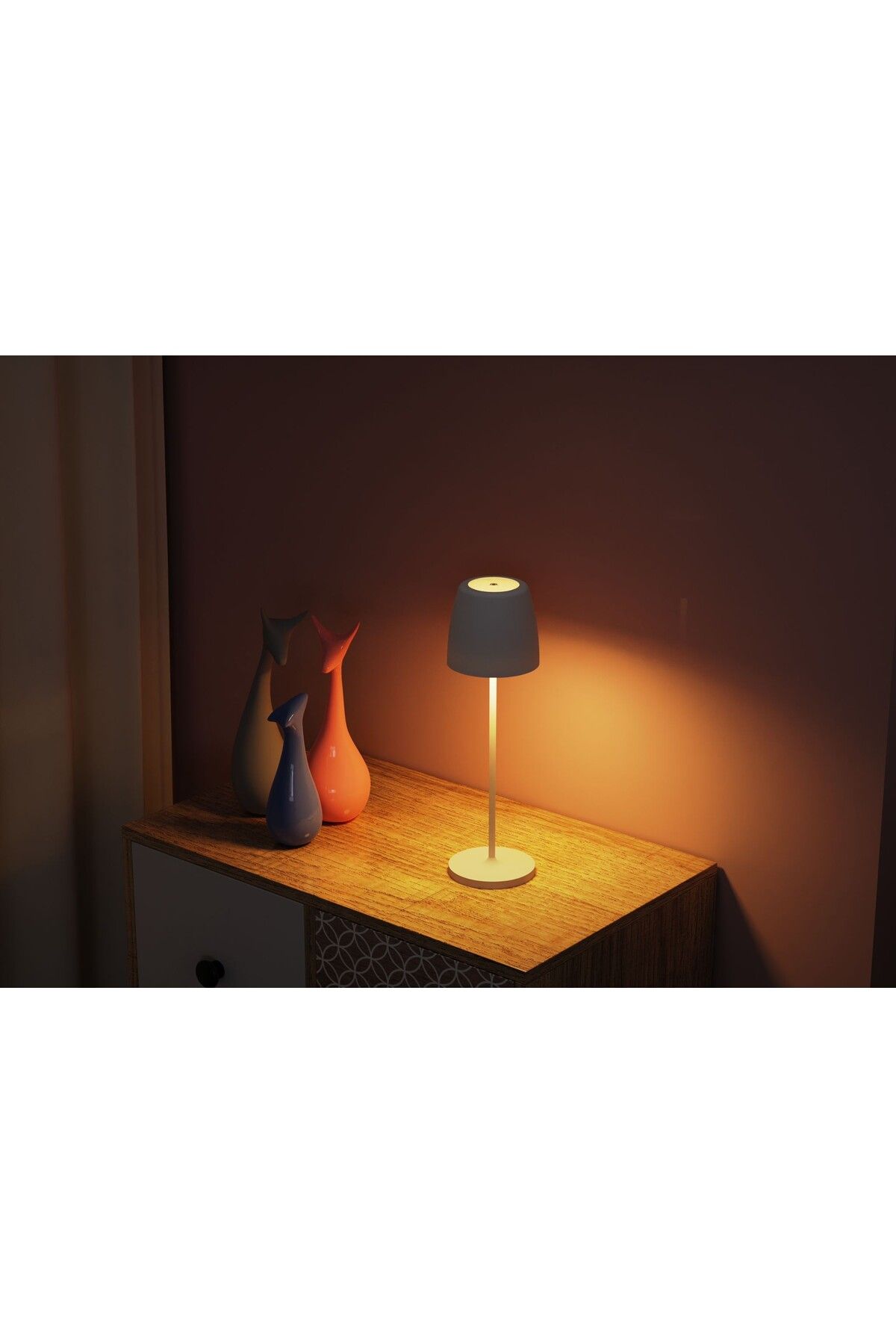Tescomak-Rechargeable touch led table lamp with telescopic rod, 200LM gold 5