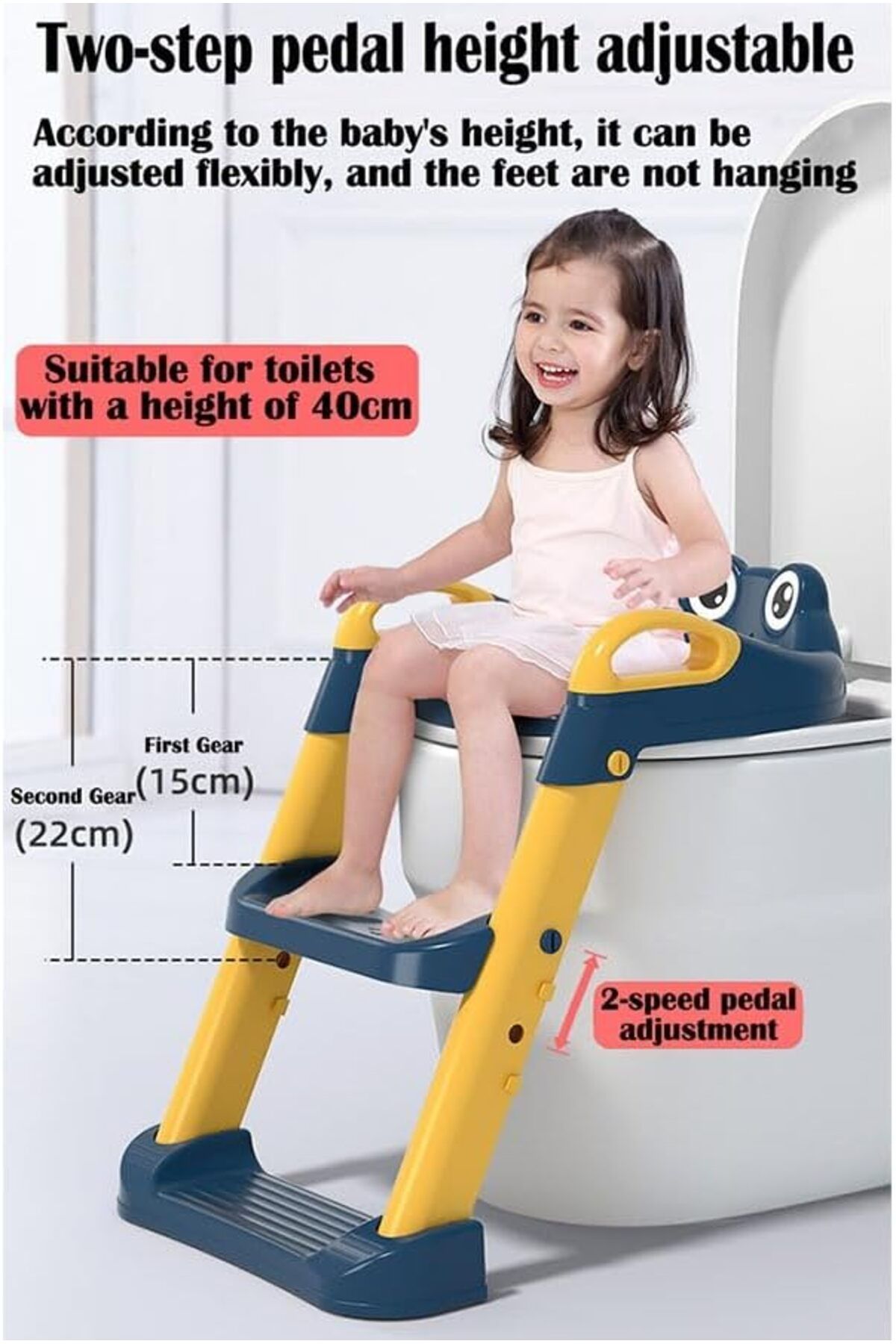 Saharaz-Foldable Toilet Training Seat With Adjustable Step Stool Ladder,ergonomics design and soft padded 3