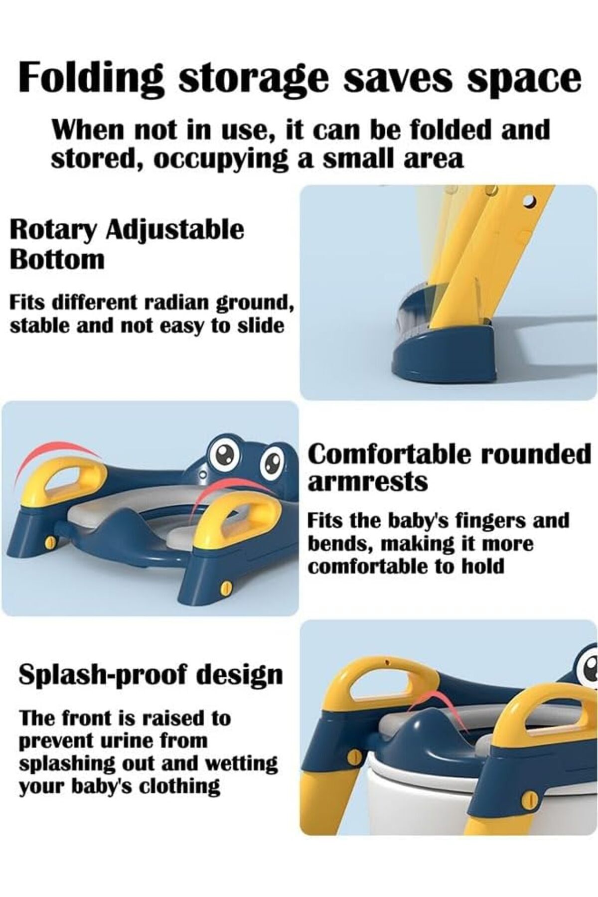 Saharaz-Foldable Toilet Training Seat With Adjustable Step Stool Ladder,ergonomics design and soft padded 7