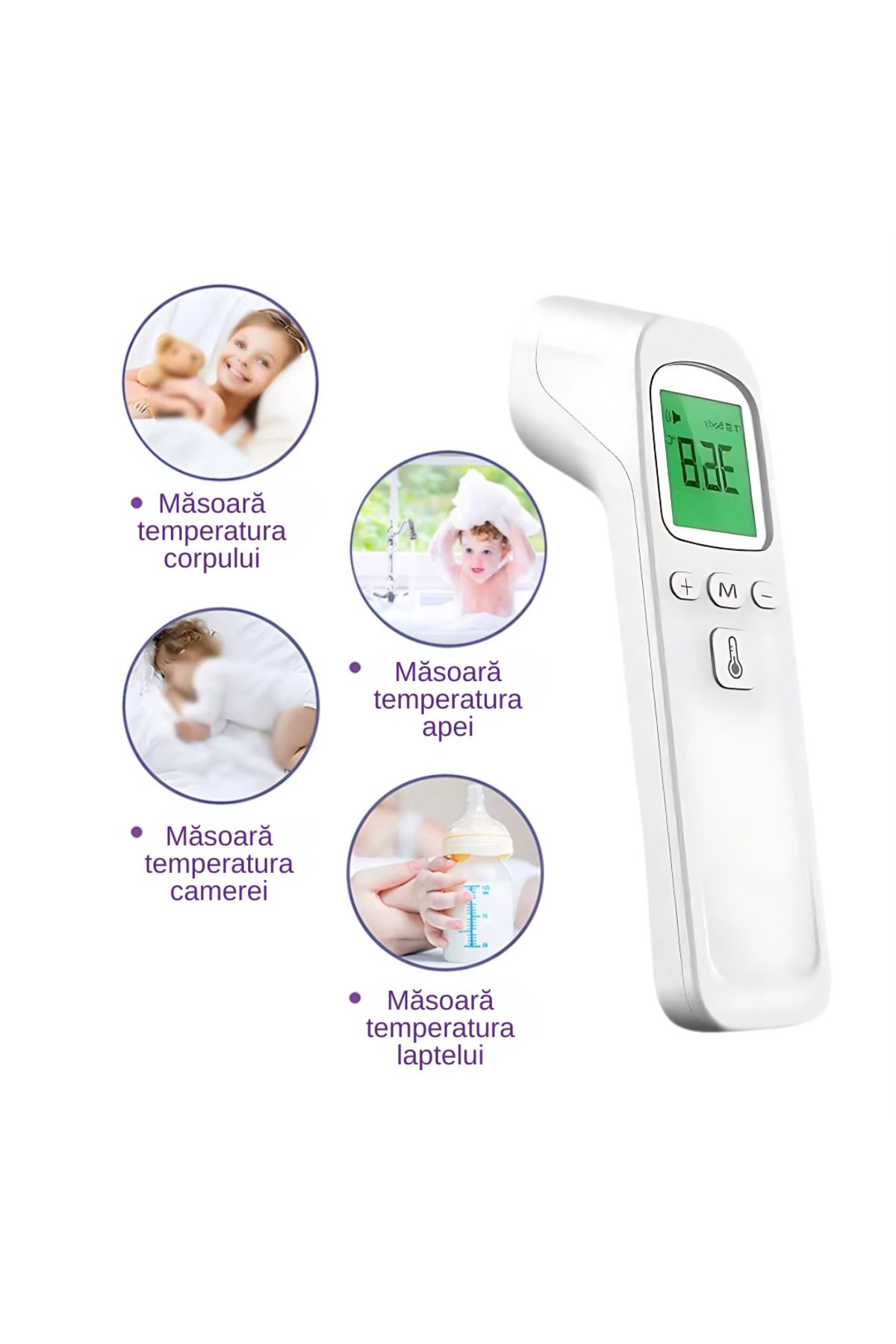 A ATAB-Digital infrared thermometer, non-contact technology, digital screen, fast measurement 0.1s, 5