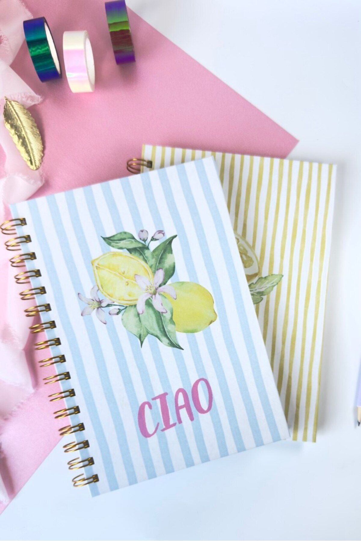 Martius Art-A5 Set of 2 Hard Cover Spiral Notepad / School Notebook / Lined Hello / Checkered Ciao 3