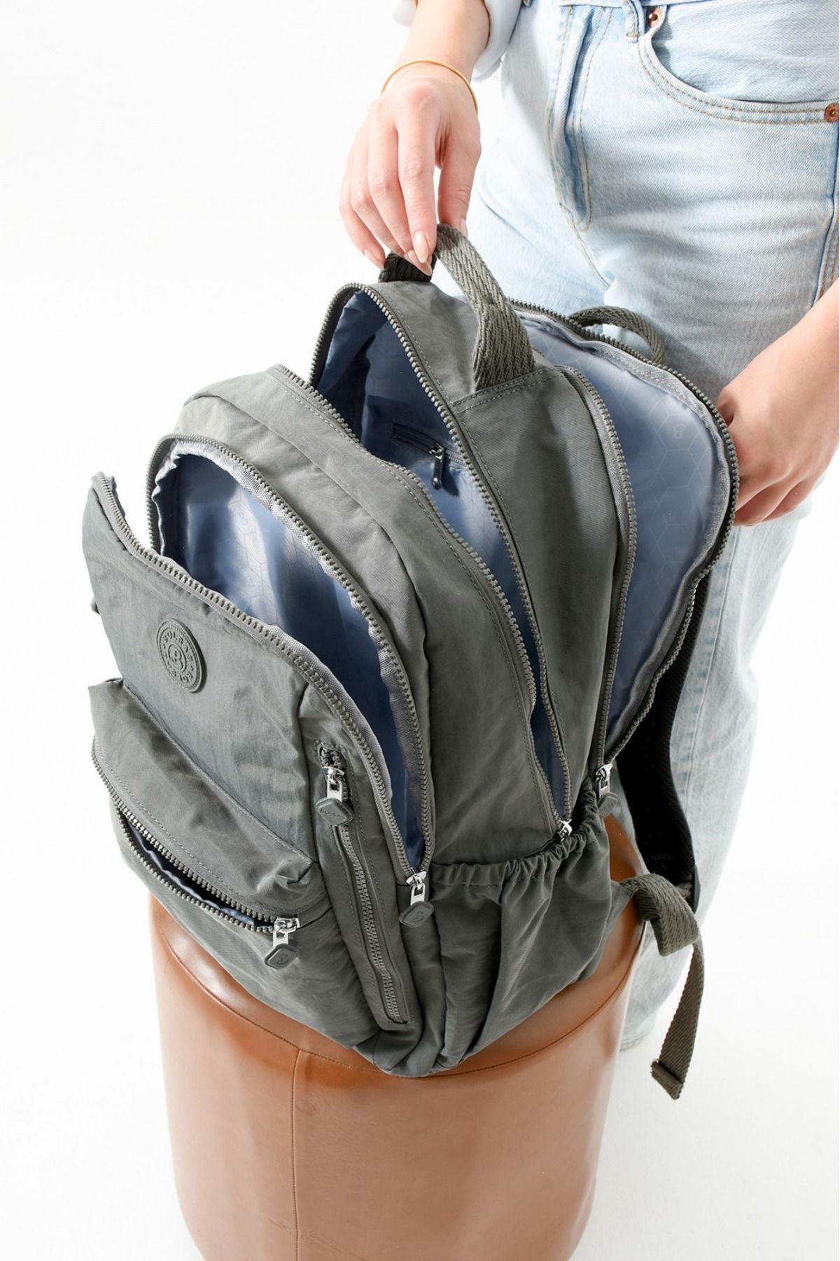 Çanta Sepetim-Waterproof Imported Crinkle Fabric School Business and Travel Backpack with Laptop Compartment 3
