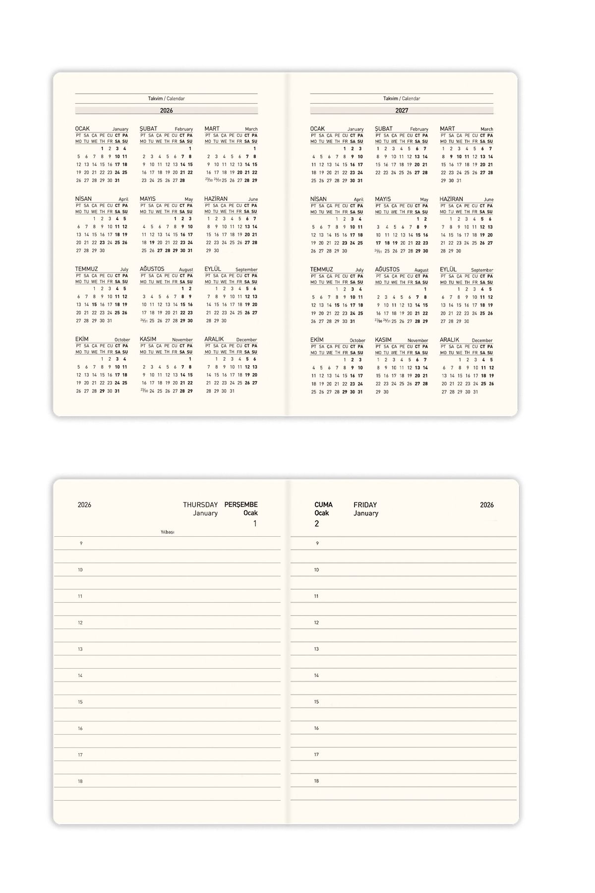 Matt Notebook-2026 Еластичен джобен дневник за 12 месеца, жълт 6