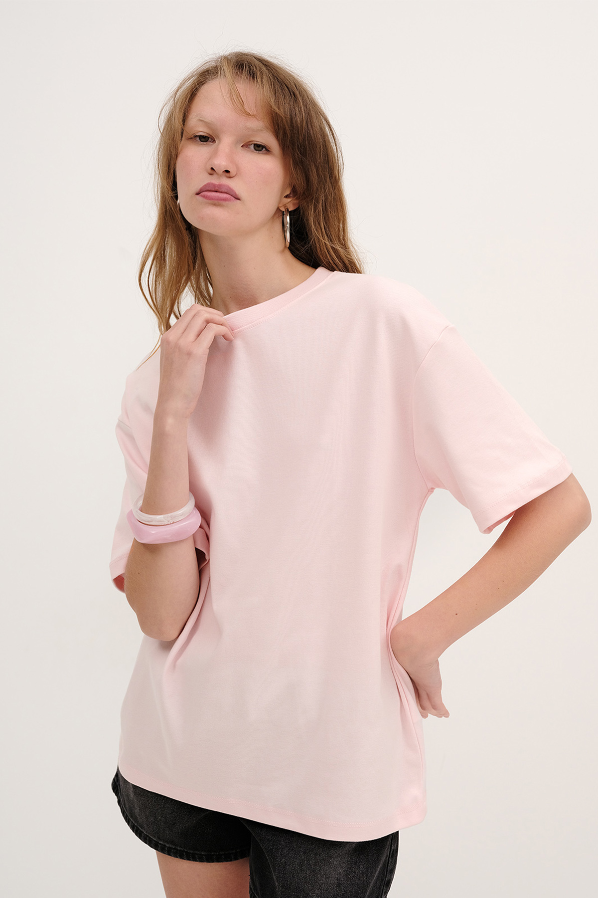 Addax  Kalın Oversize Basic T-shirt P17865 - Görsel 4