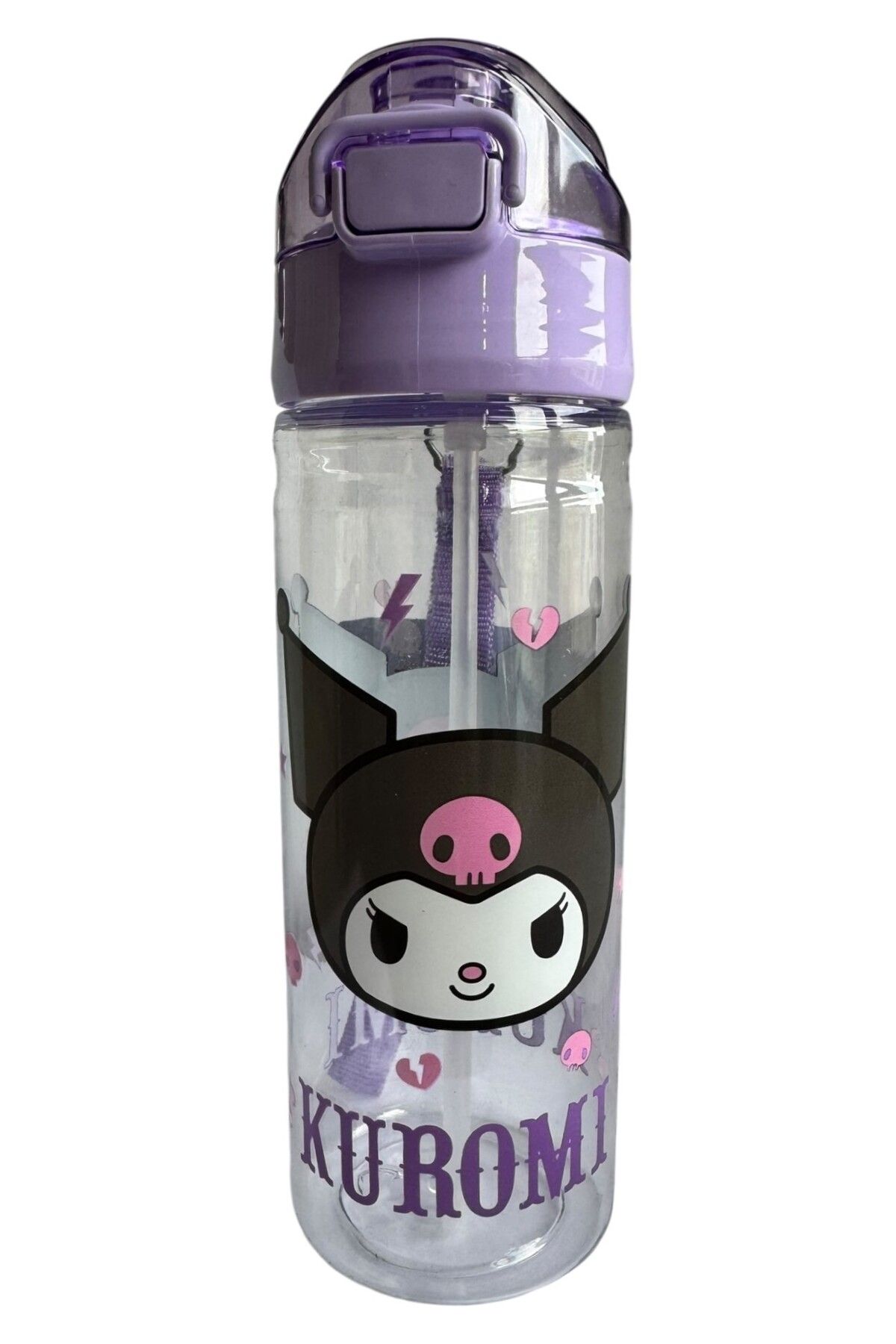 Polin-Kuromi Licensed Water Bottle with Straw, 500ml, Purple 4