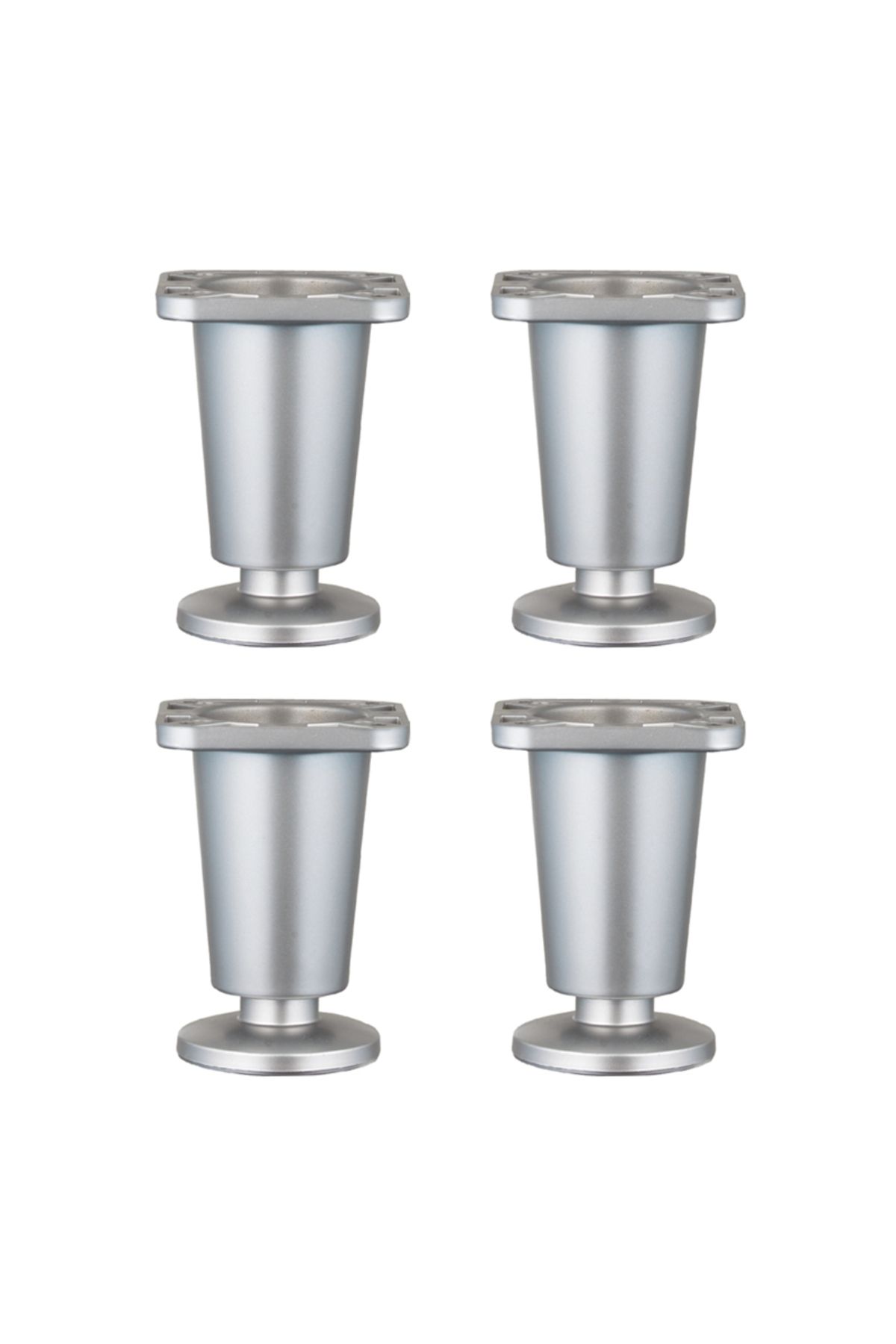 flores Picior Mobila Conic Din Plastic, Reglabil, Crom Mat, 8 Cm, 4 Buc / Set - One Size