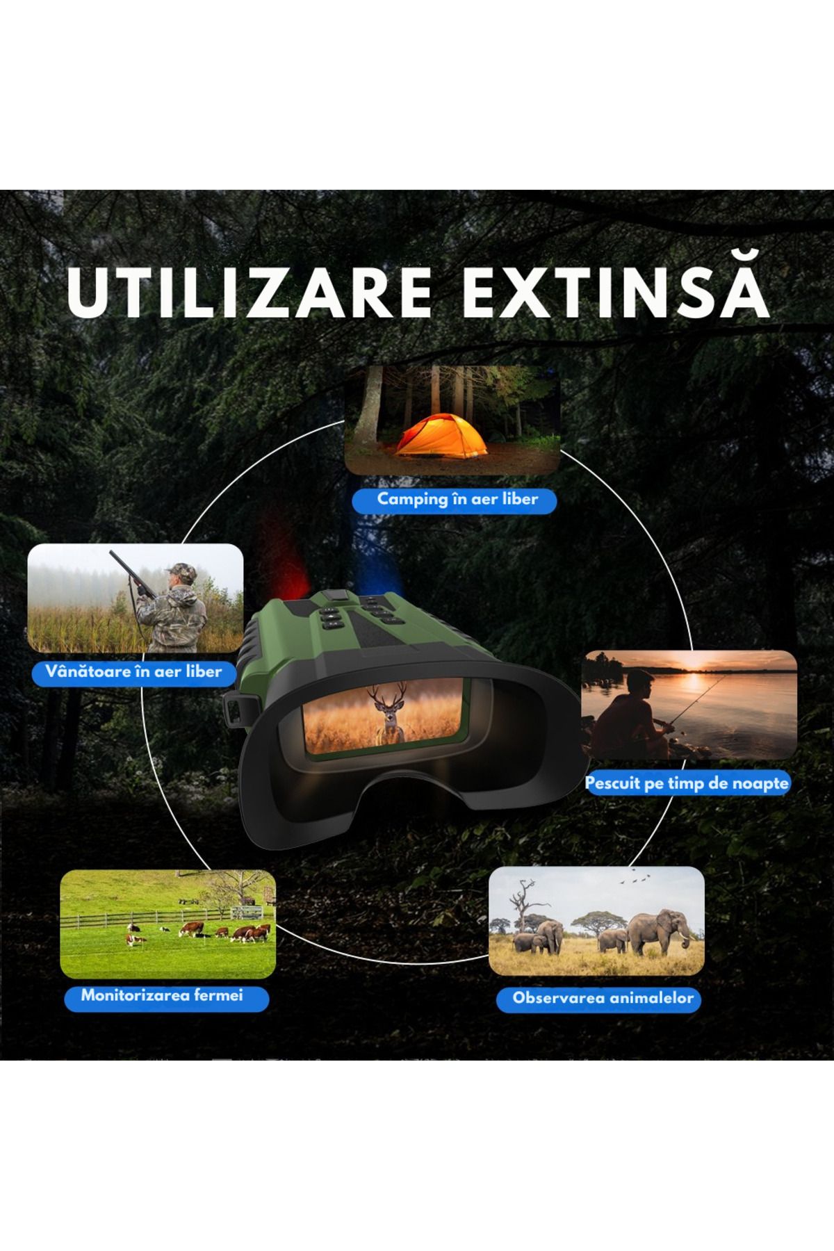 CLC SmartGear-Binoclu Digital CLC SmartGear, Night Vision Color, 15MP, 2.5K, Zoom 4X+8X, IR, 5200mAh, USB-C, SD 13