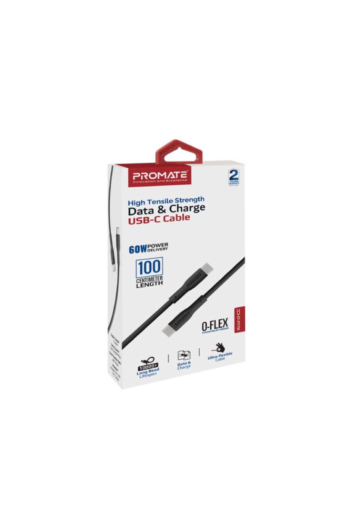 Promate-USB-C™ to USB-C™ Cable, 60W Fast Power Delivery with 480Mbps Data Sync 3