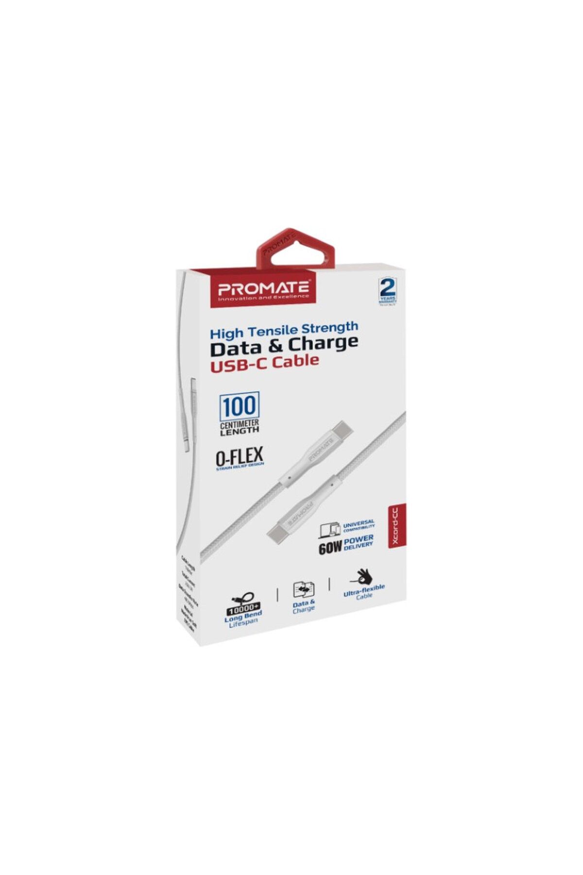 Promate-USB-C™ to USB-C™ Cable, 60W Fast Power Delivery with 480Mbps Data Sync 2