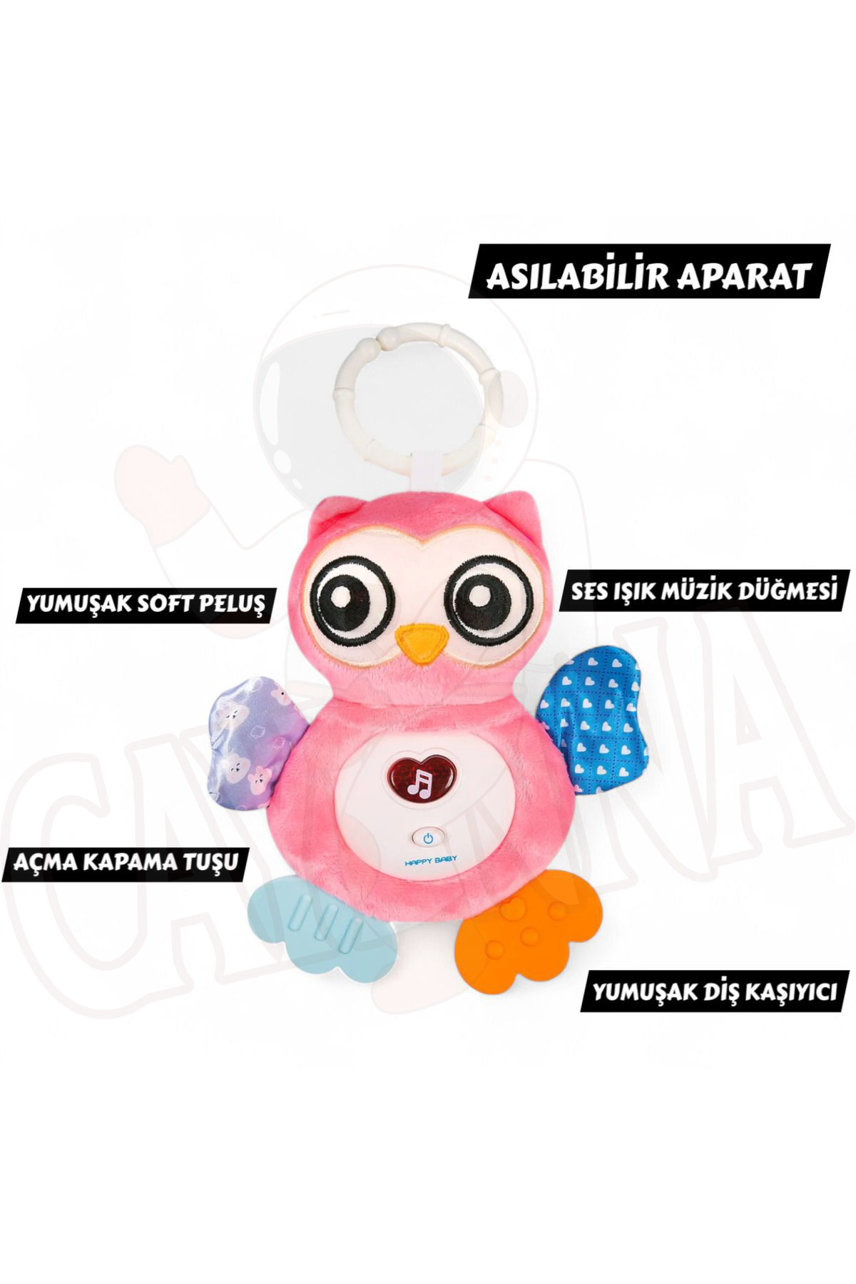Genel Markalar Işıklı Ve Sesli Bebek Baykuşu Soft Peluş Yumuşak 15 cm Bebek Oyuncak Baykuş Kaşıyıcılı fotoğrafı 2 (önizleme)