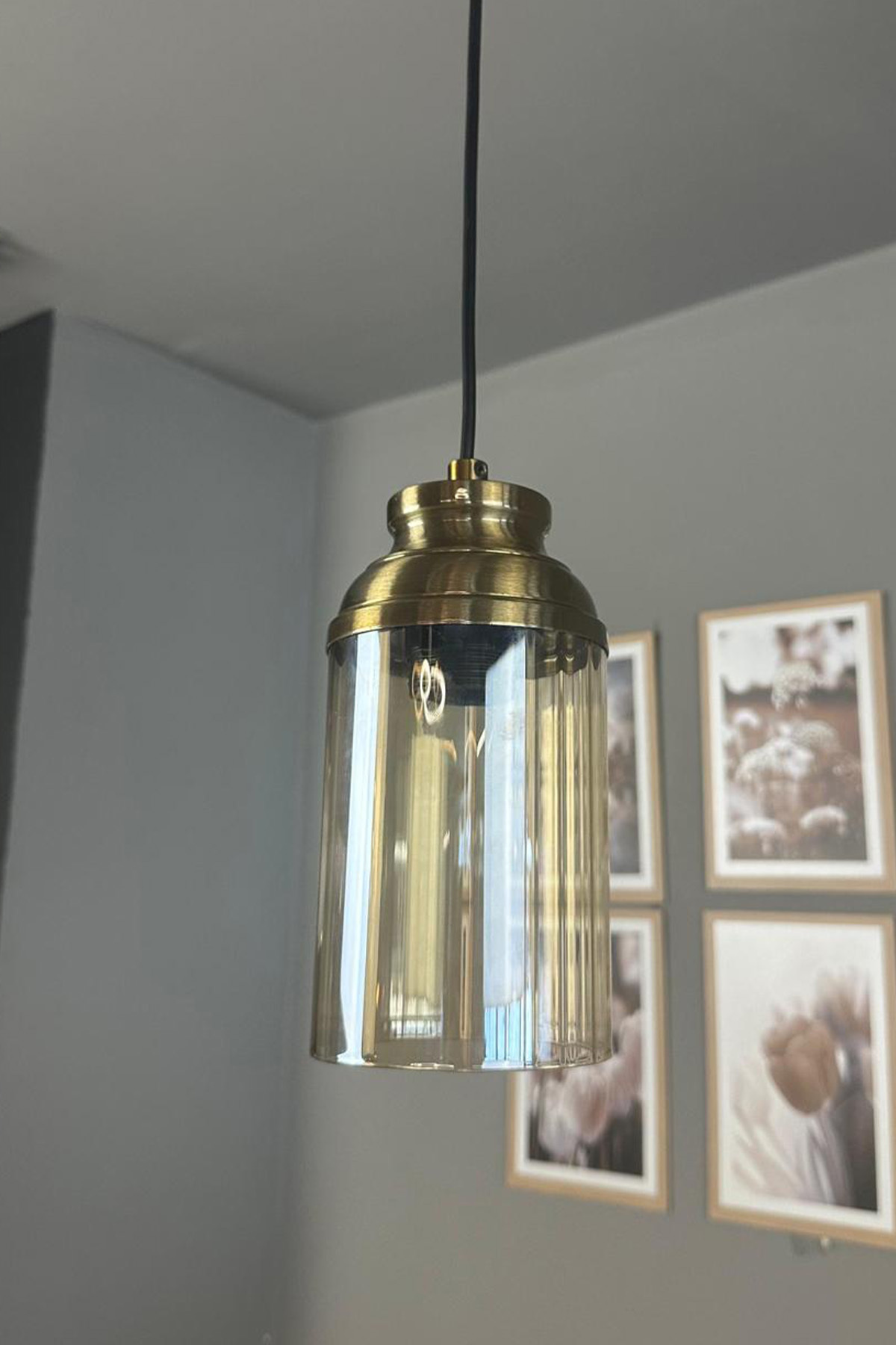 Vetra Glass Honey Color Single Chandelier Hourglass Headboard Retro Pendant Lamp Restaurant Living Room Lighting
