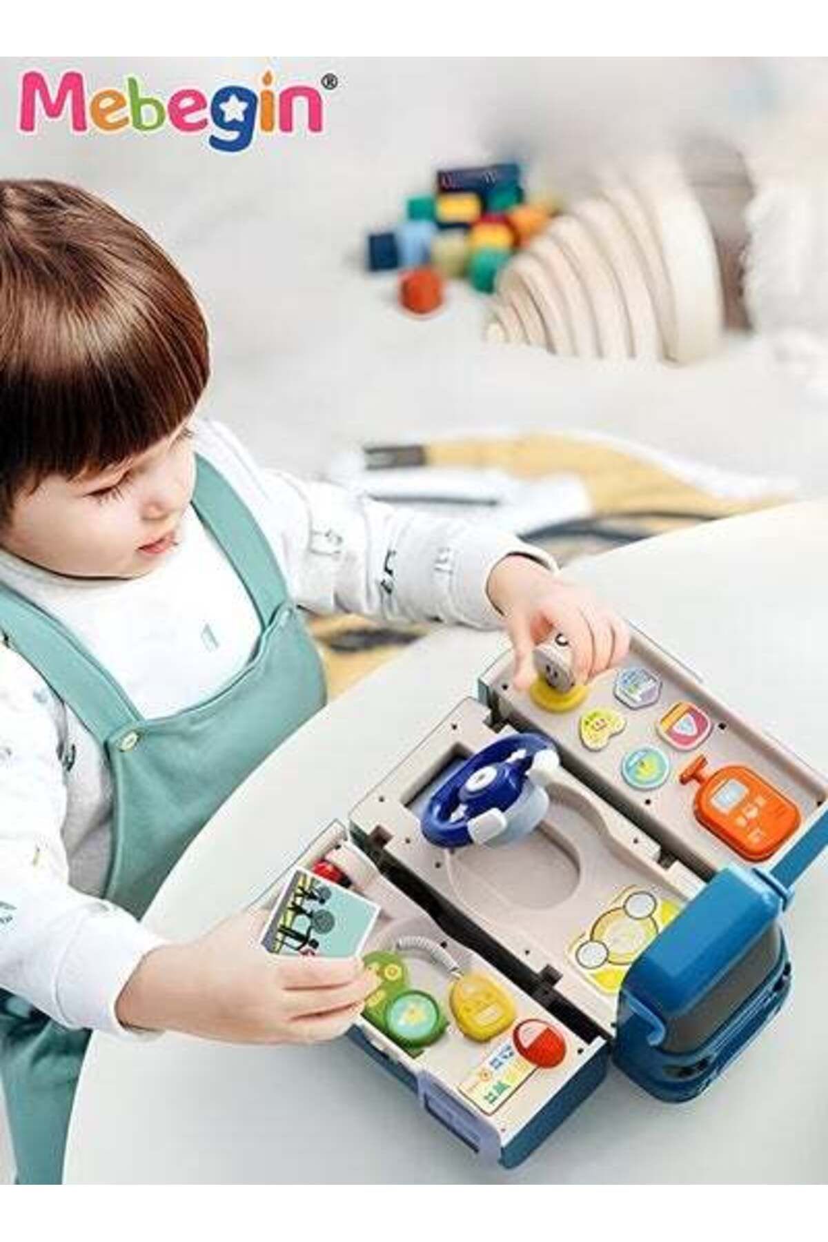 MEBEGIN-Changeable Bus with Sound and Light, Simulation Driving Bus Toys,Simulation Steering Wheel Gear Toy 2