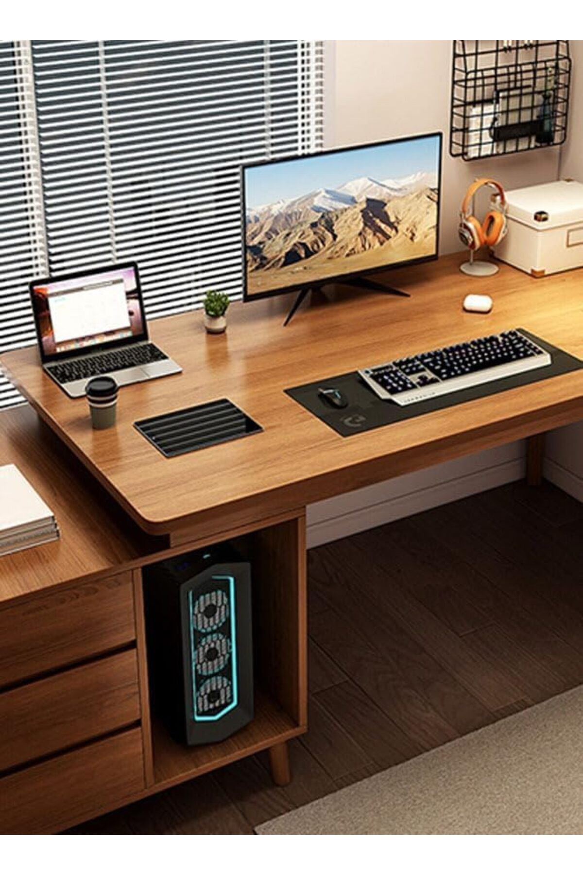 Türkiye-NKX Computer and Multifunction Table Home Office Workstation with 3 Drawer Storage Rack 5