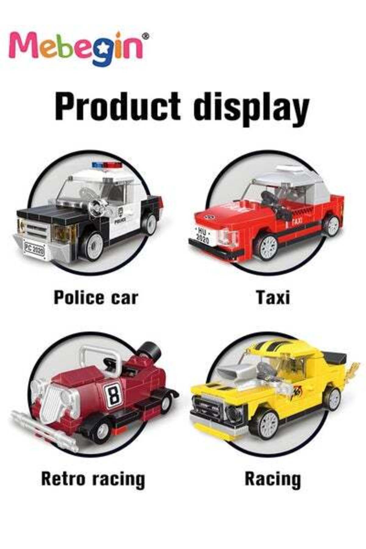 MEBEGIN-396 PCS Mini Pull Back Car Assembly Building Blocks, DIY Small Particles Puzzle Building Blocks 3