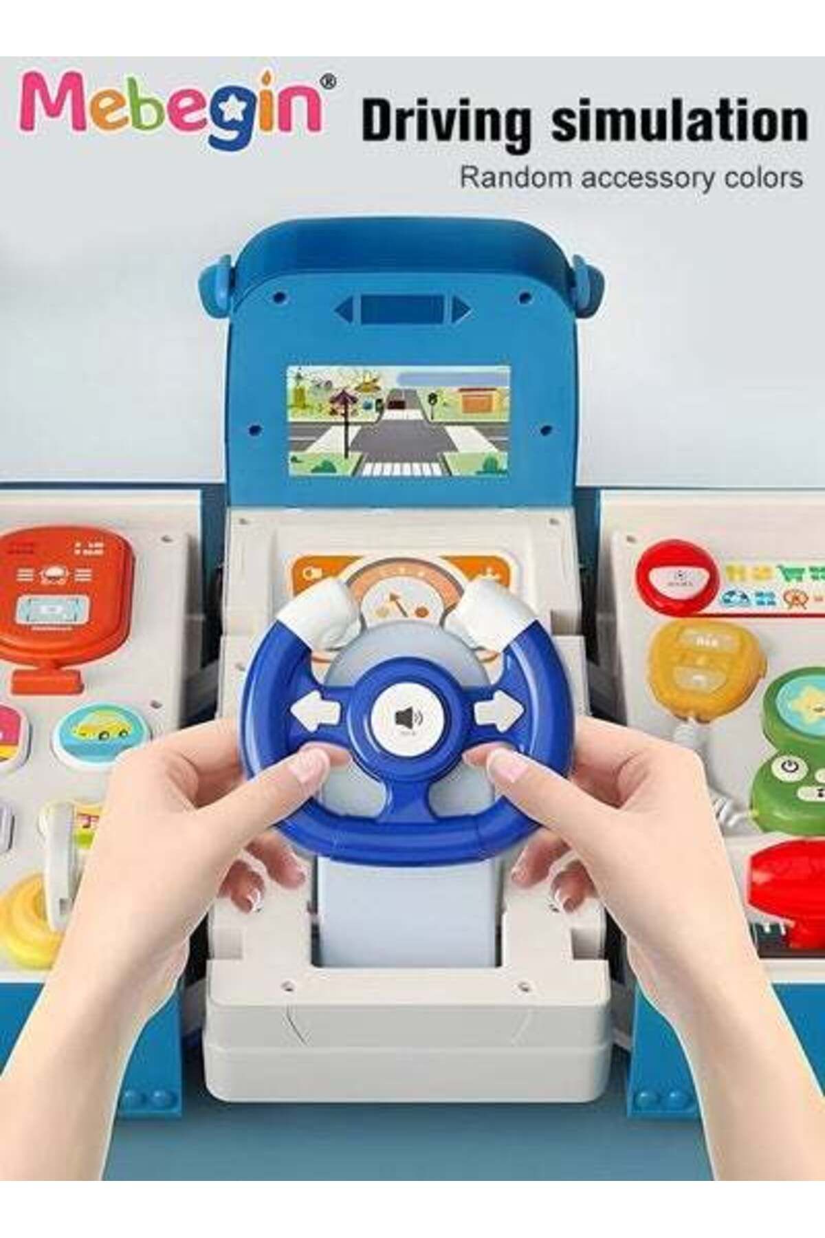MEBEGIN-Changeable Bus with Sound and Light, Simulation Driving Bus Toys,Simulation Steering Wheel Gear Toy 5