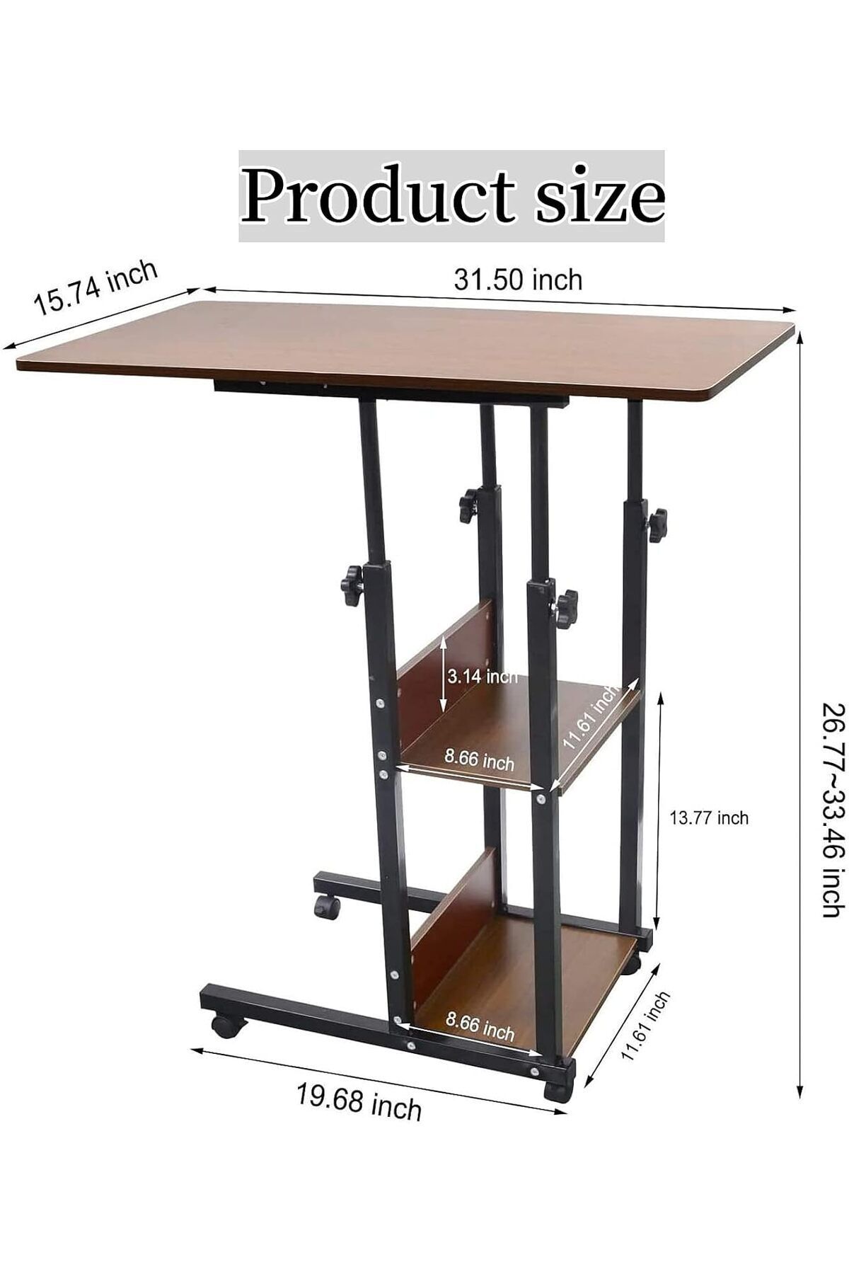 Türkiye-Adjustable Overbed C-Shaped Table With Wheels - Side Snack End Table, Portable Computer Desk, Home R 3