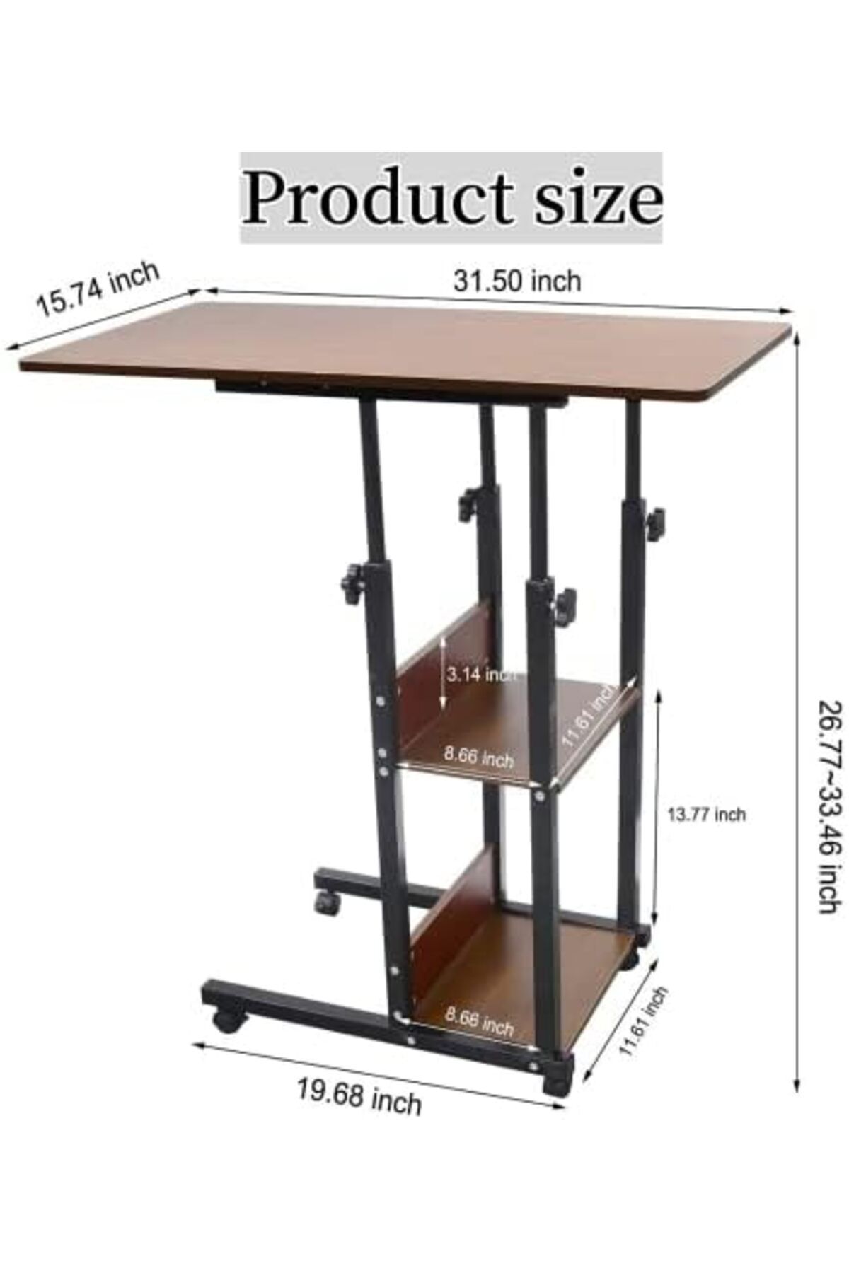 Türkiye-Adjustable Overbed C-Shaped Table With Wheels - Side Snack End Table, Portable Computer Desk, Home R 4