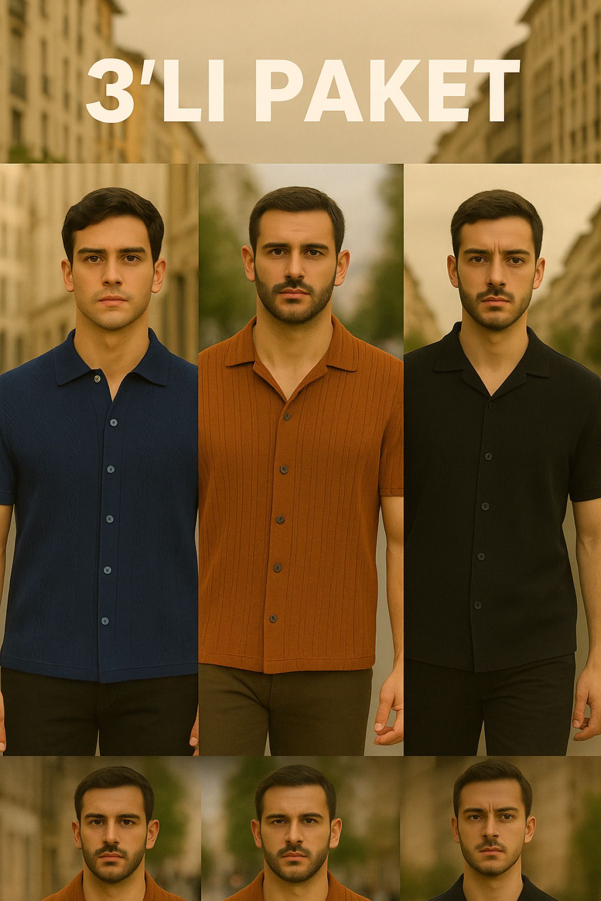 DAMGA JEANS Cămașă De Bază Largi De Vară Cu Mânecă Scurtă Pentru Bărbați, Pachet De 3 Masculin - XL