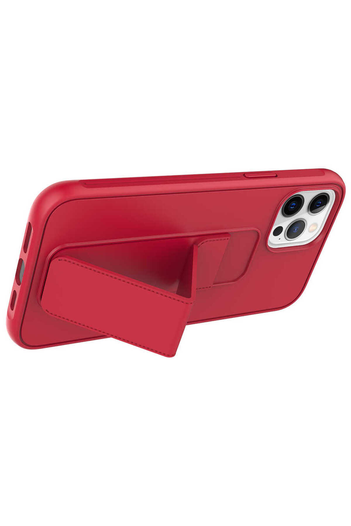 xemu-حافظة Qstand متوافقة مع هاتف iPhone 12 Pro - أحمر 2