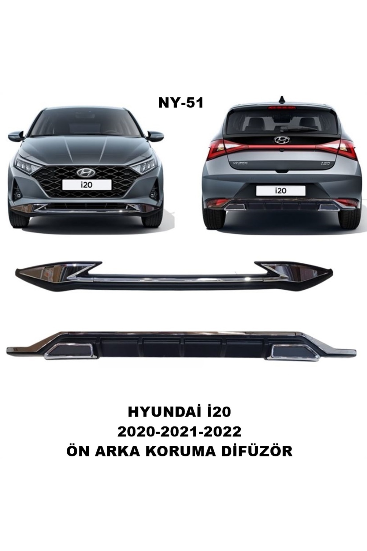 Otolaria Hyundai i20 ön ve arka tampon koruma difüzör i.20