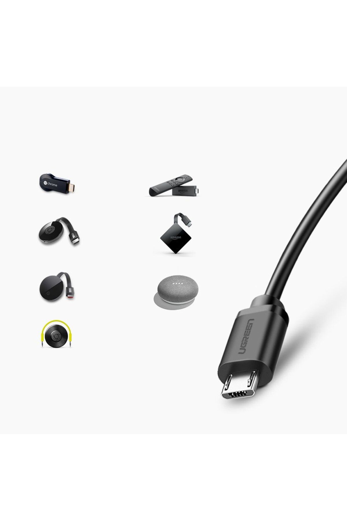 Ugreen-Zewnętrzna karta sieciowa LAN micro USB 100Mbps do Chromecast 1m czarny 3