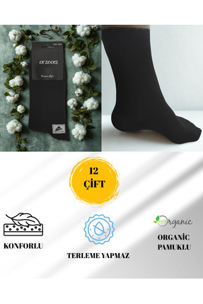ck socks 12'Li Yumuşak Ekonomik Paket Siyah Erkek Çorap