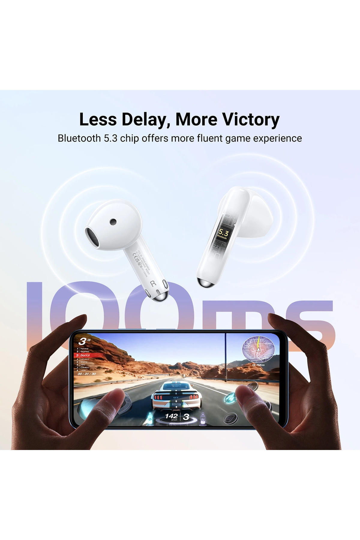 Ugreen-Căști wireless Bluetooth HiTune H5 TWS: 5.3 USB-C Alb 6