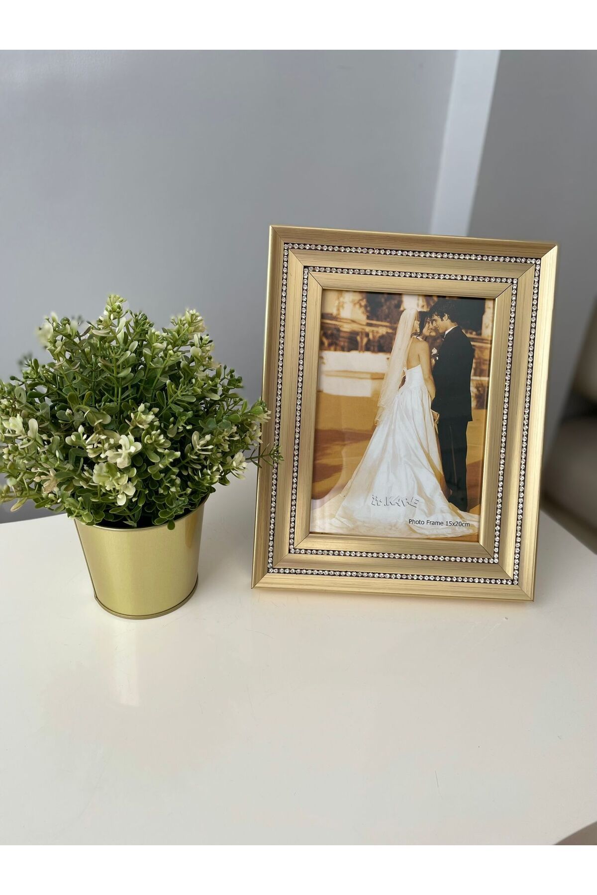 Kare Home-Gold Picture Frame with Two Rows of Stones 3