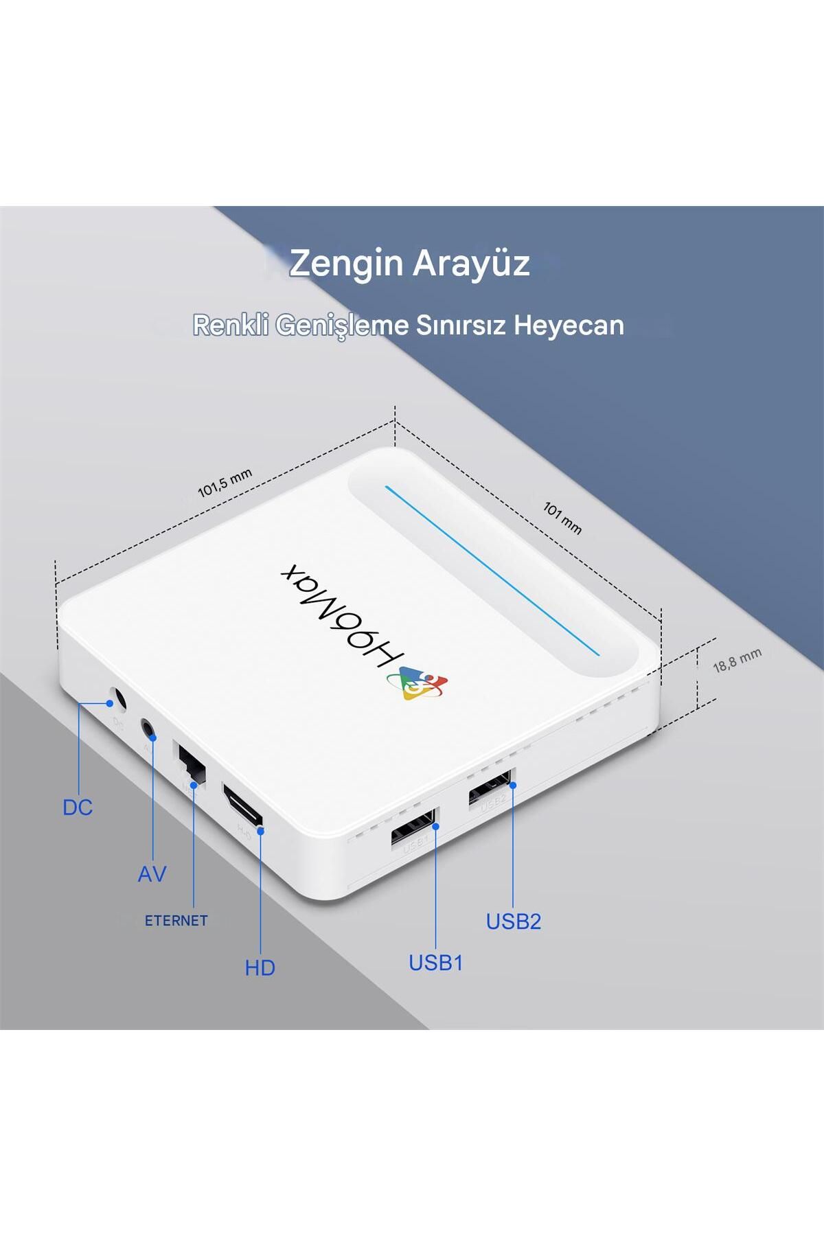 h96max-H618 Plus 8K Android 14.0 Tv Box 4Gb+32Gb Media Player Air Mouse Wifi6 Bt 5.4 Ethernet Voice Command 6
