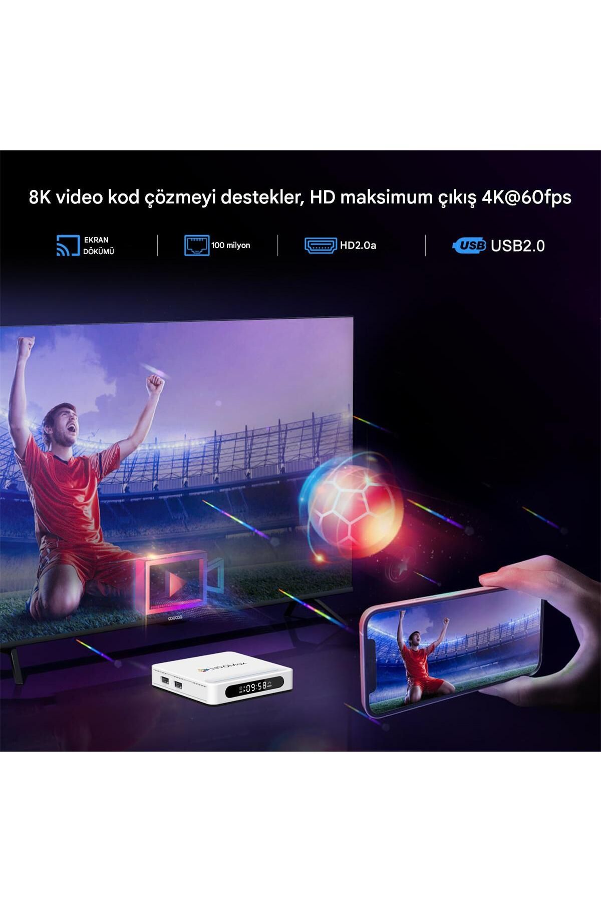 h96max-H618 Plus 8K Android 14.0 Tv Box 4Gb+32Gb Media Player Air Mouse Wifi6 Bt 5.4 Ethernet Voice Command 4