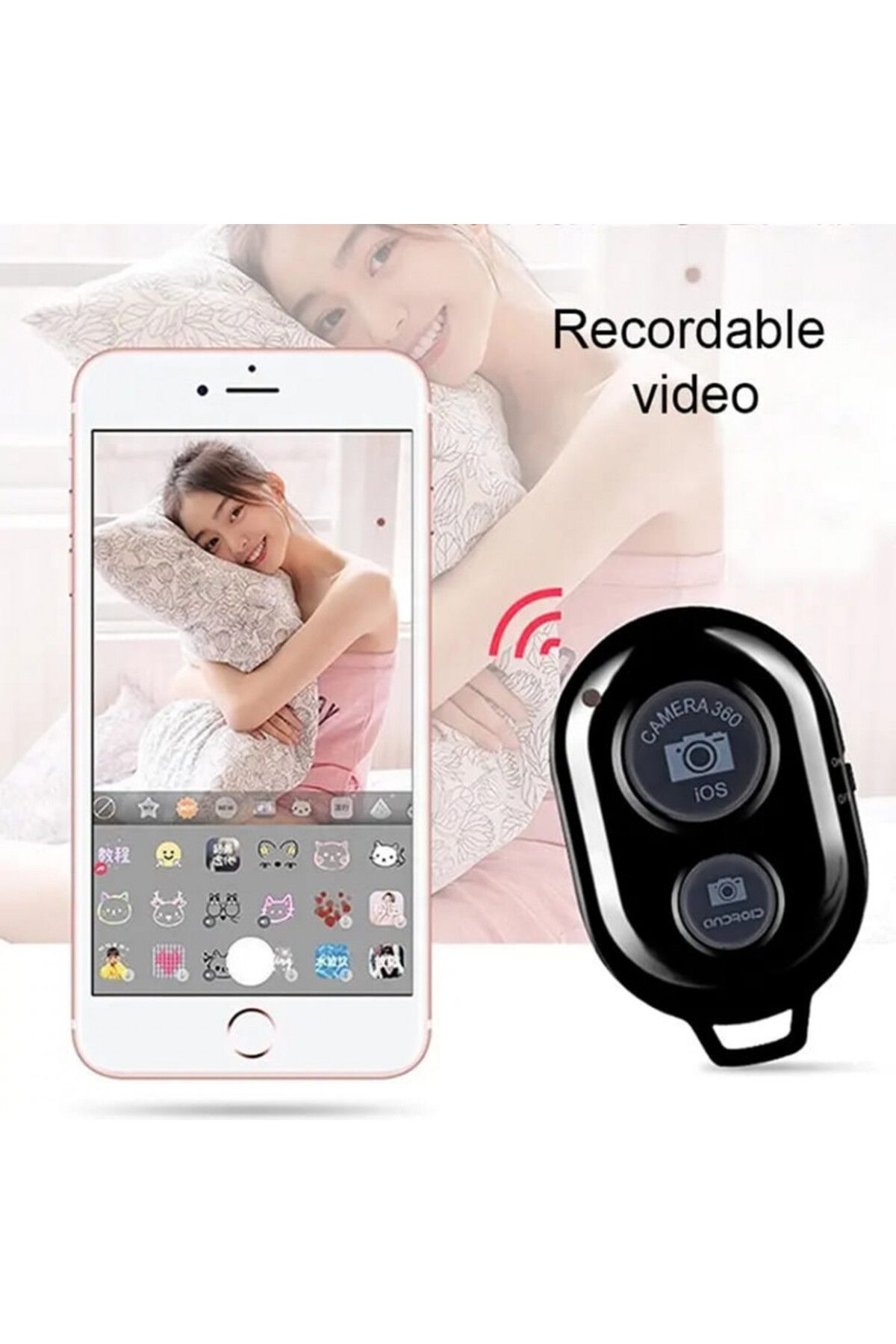Techsuit-Telecomandă pentru stick selfie - Control Bluetooth (RMC-01) - Negru 9