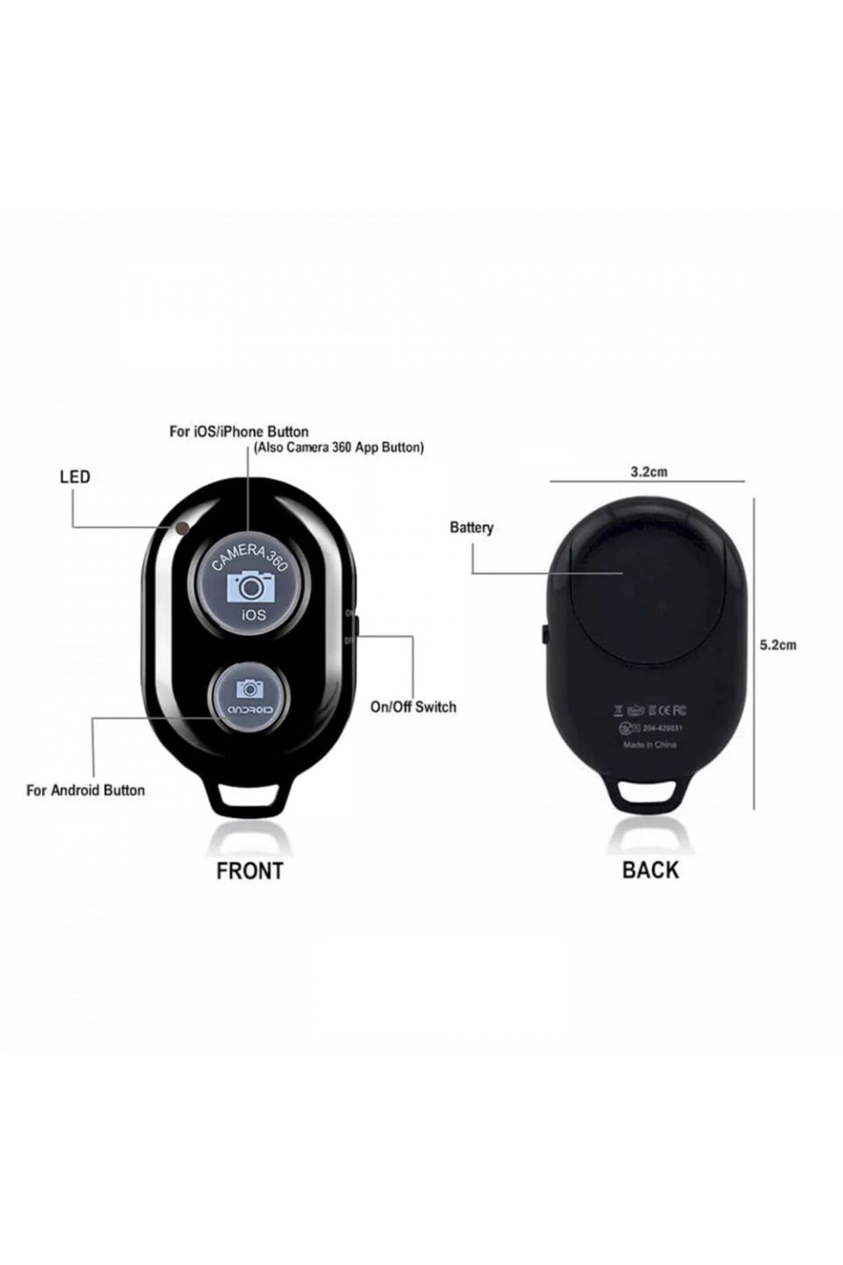 Techsuit-Telecomandă pentru stick selfie - Control Bluetooth (RMC-01) - Negru 10