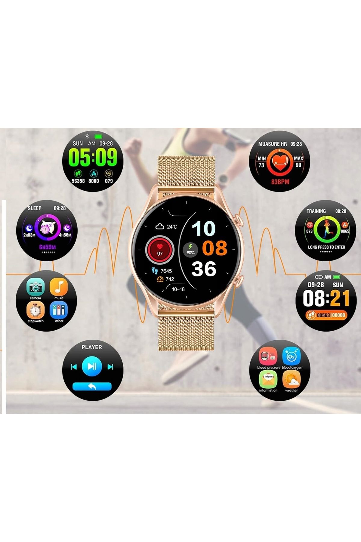 Inna marka-smartwatch DAMSKI IP68 NA BRANSOLECIE ELEGANCKI WODOODPORNY ZEGAREK PREZENT 7
