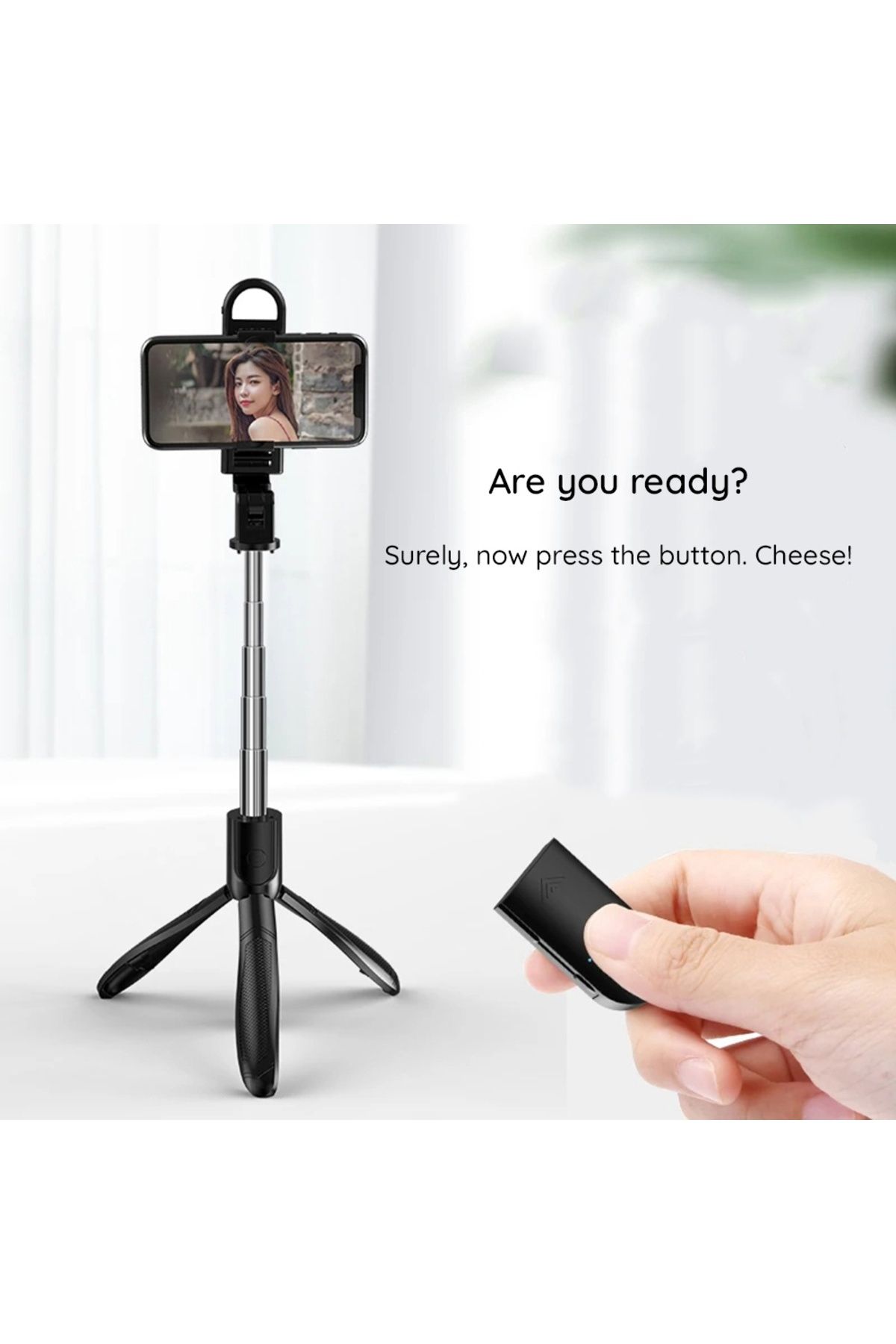Techsuit-Stick selfie cu telecomandă și lumină LED, mod repaus, 70 cm - (S01-S) - Negru 5