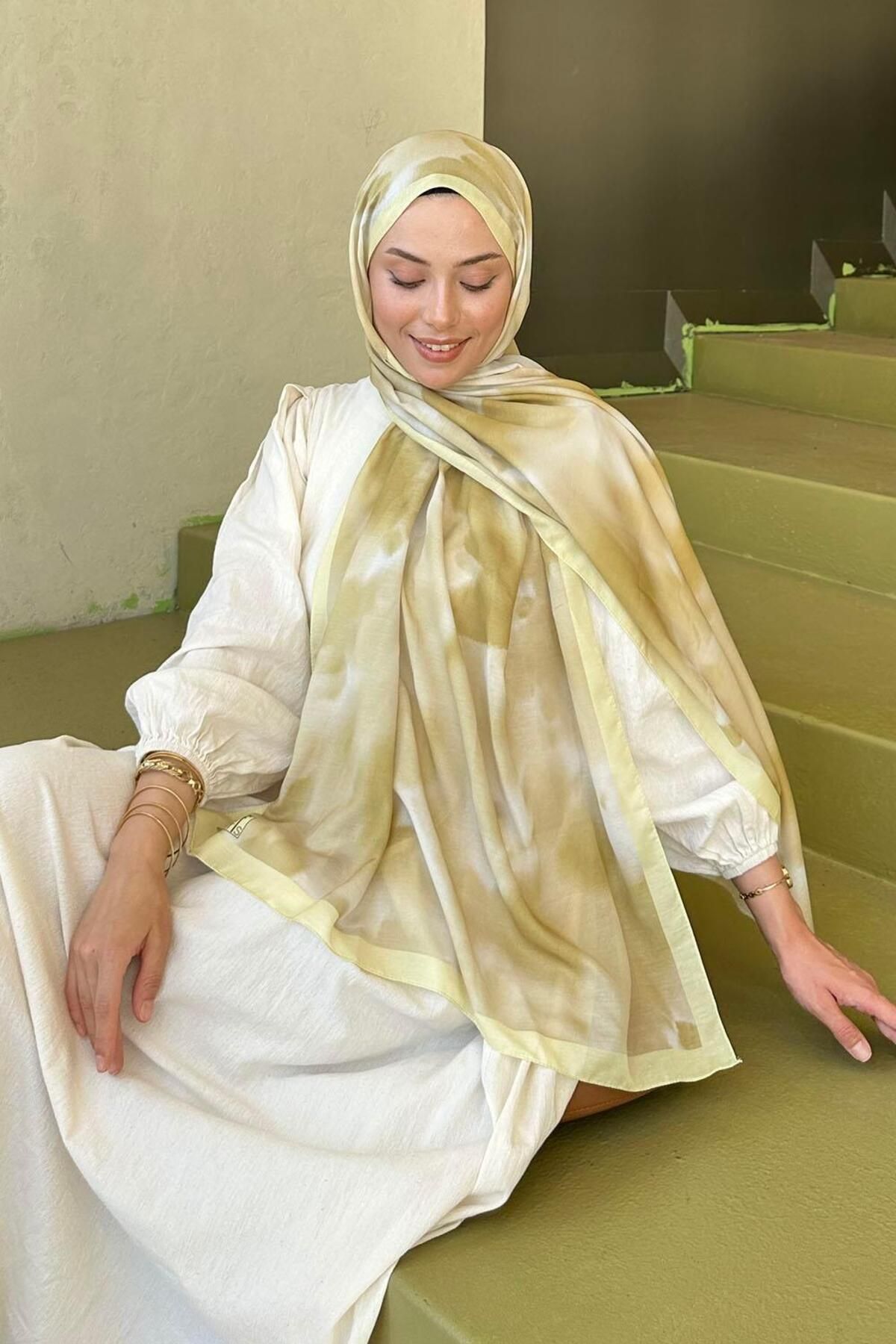 lamelif-نمط الباتيك شال ناعم أصفر 3
