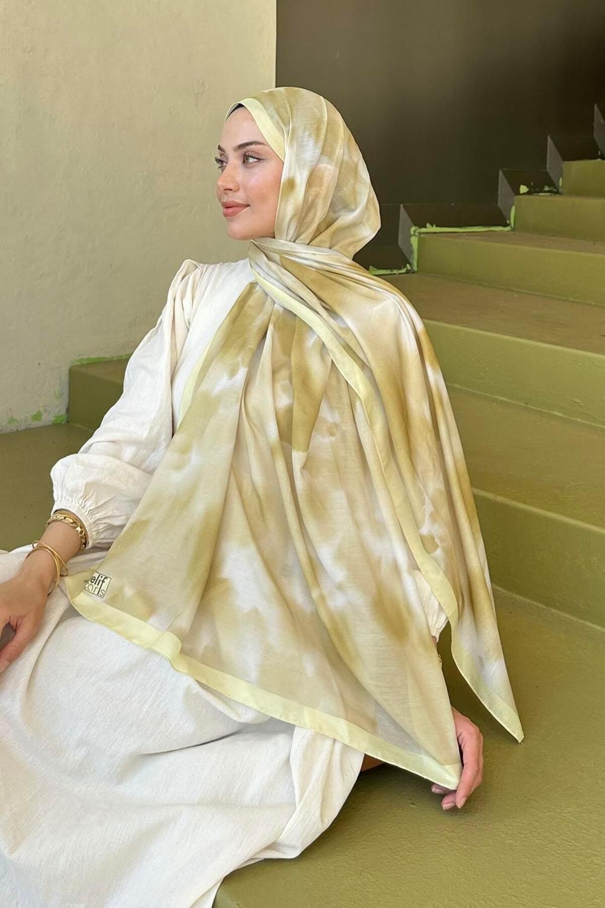 lamelif-نمط الباتيك شال ناعم أصفر 4