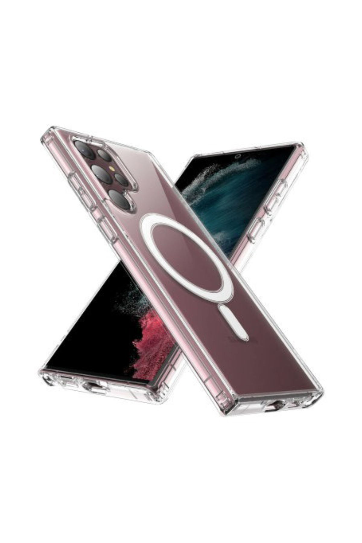 Samsung Galaxy S22 Ultra Kablosuz Şarj Destekli Şeffaf Silikon Kapak