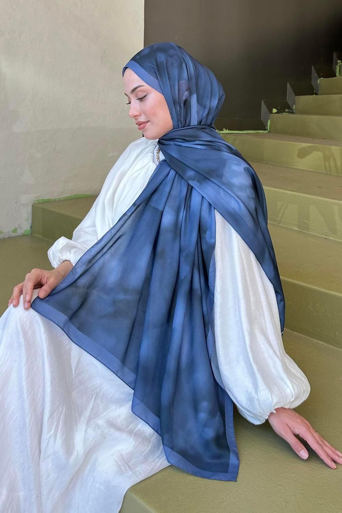 lamelif-Batik Pattern Soft Shawl Anthracite 4