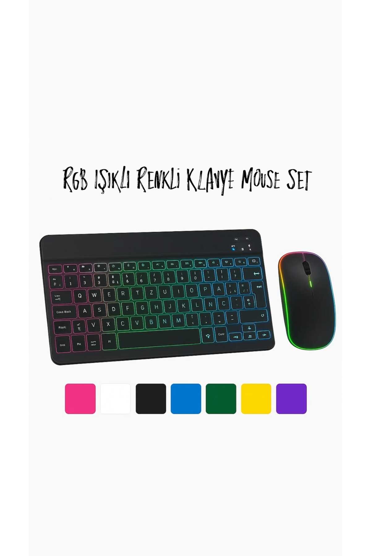Wireless Illuminated Keyboard and Mouse – Bluetooth Connectivity, Silent Key, Color led