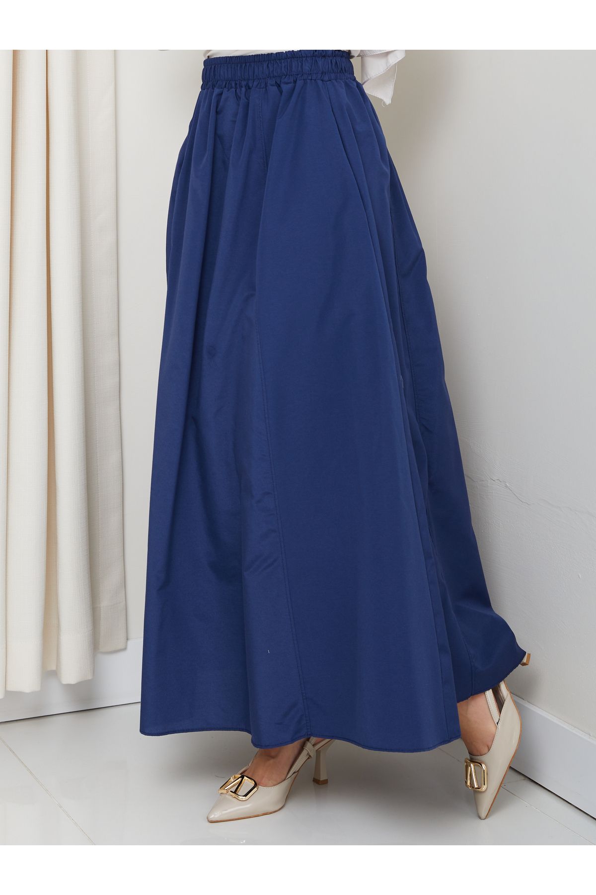 FERHEL-6 Piece Flared Hijab Skirt with Pockets and Elastic Waist 1