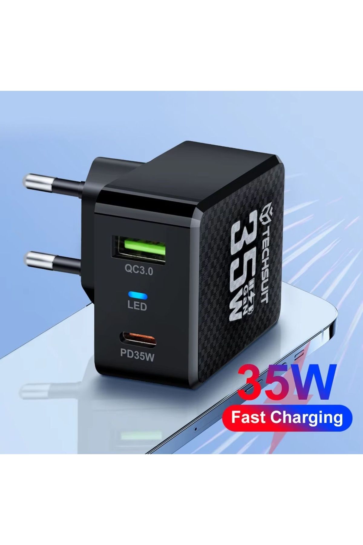 Techsuit-Adaptor de alimentare GaN, USB, Tip-C, 35W - (CHPD173) - Negru 6