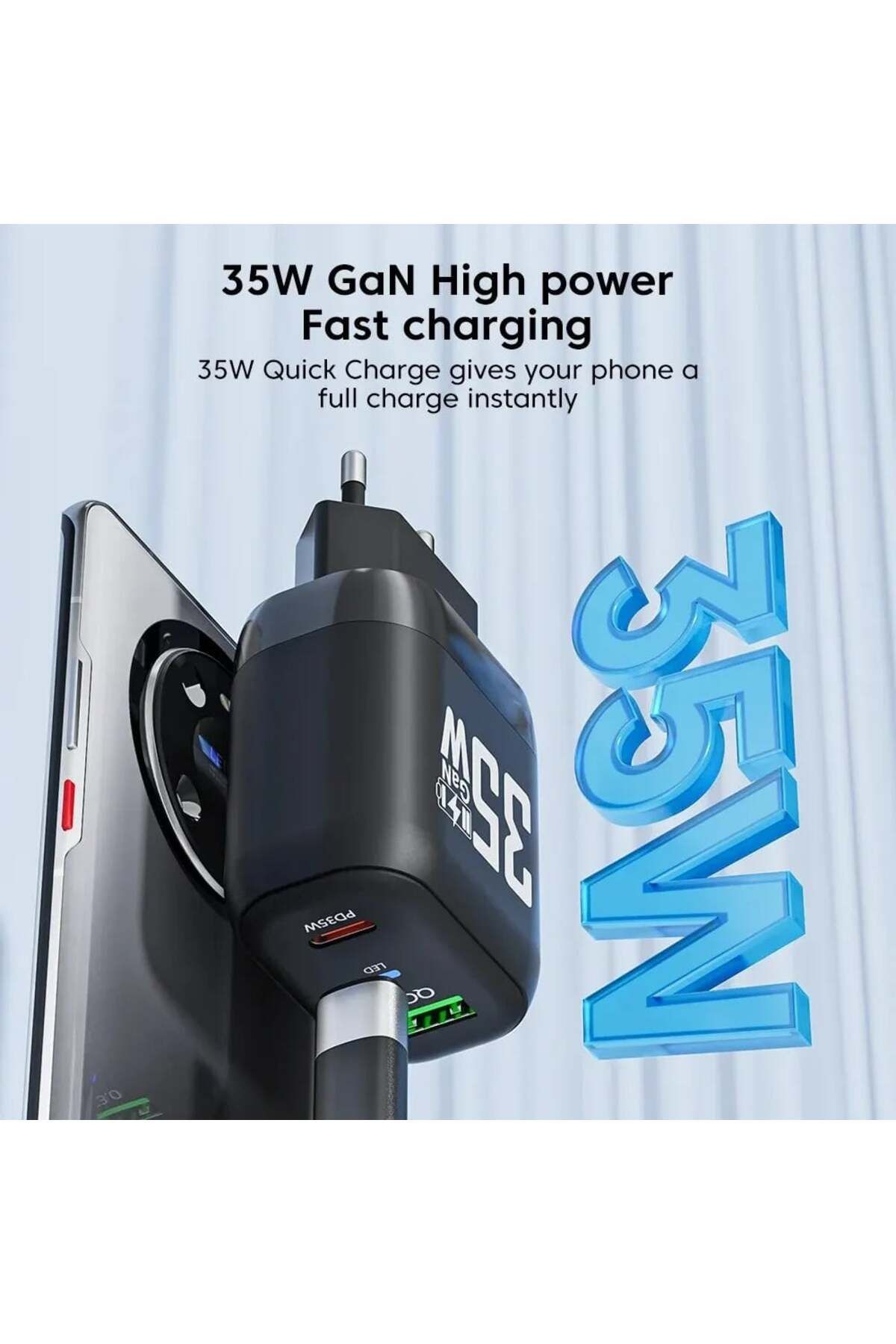 Techsuit-Adaptor de alimentare Gan, USB, Tip-C, 35w - (CHPD174) - Negru 4