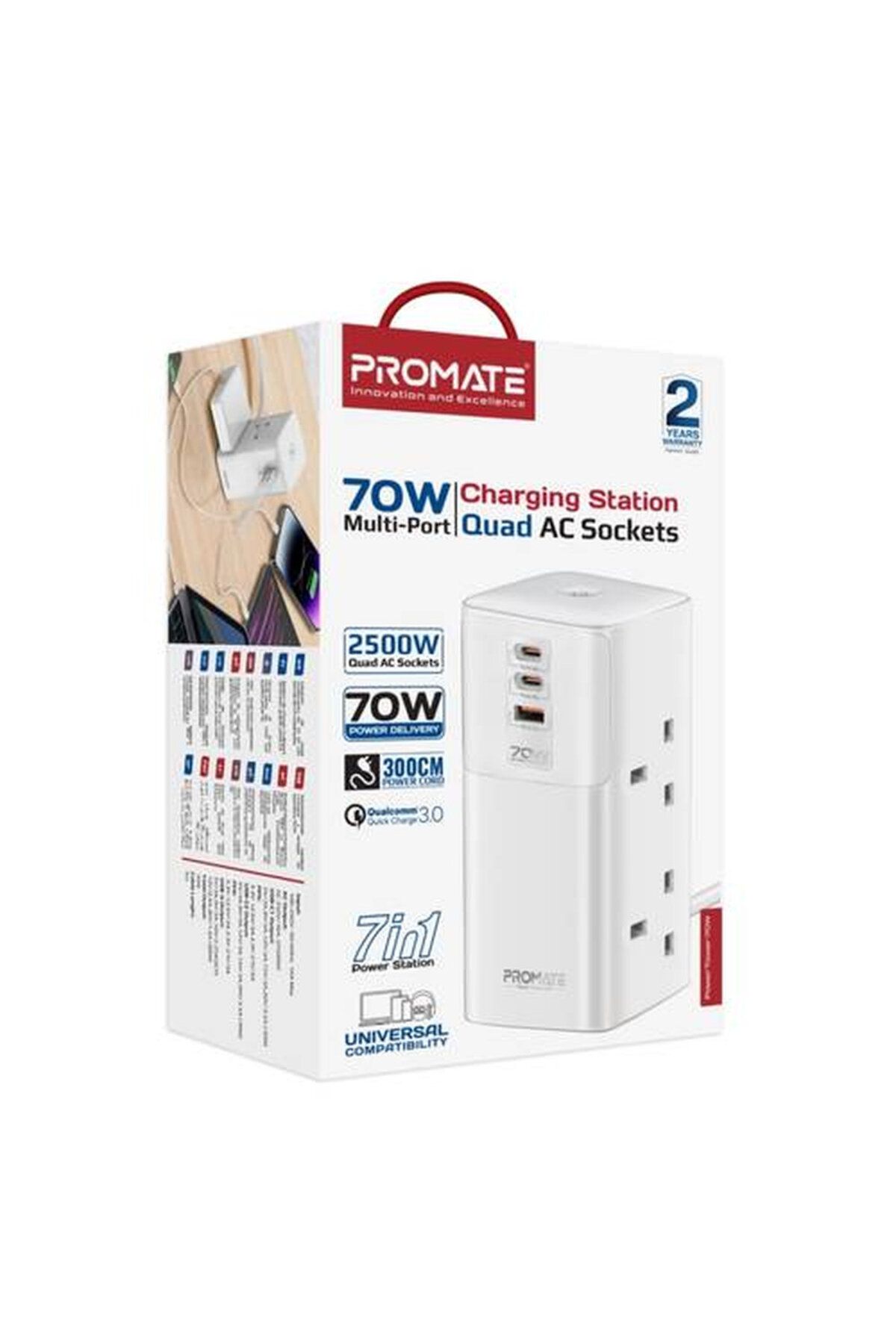 Promate-70W multi-port charging station provides high-efficiency charging for multiple devices at the same time 3