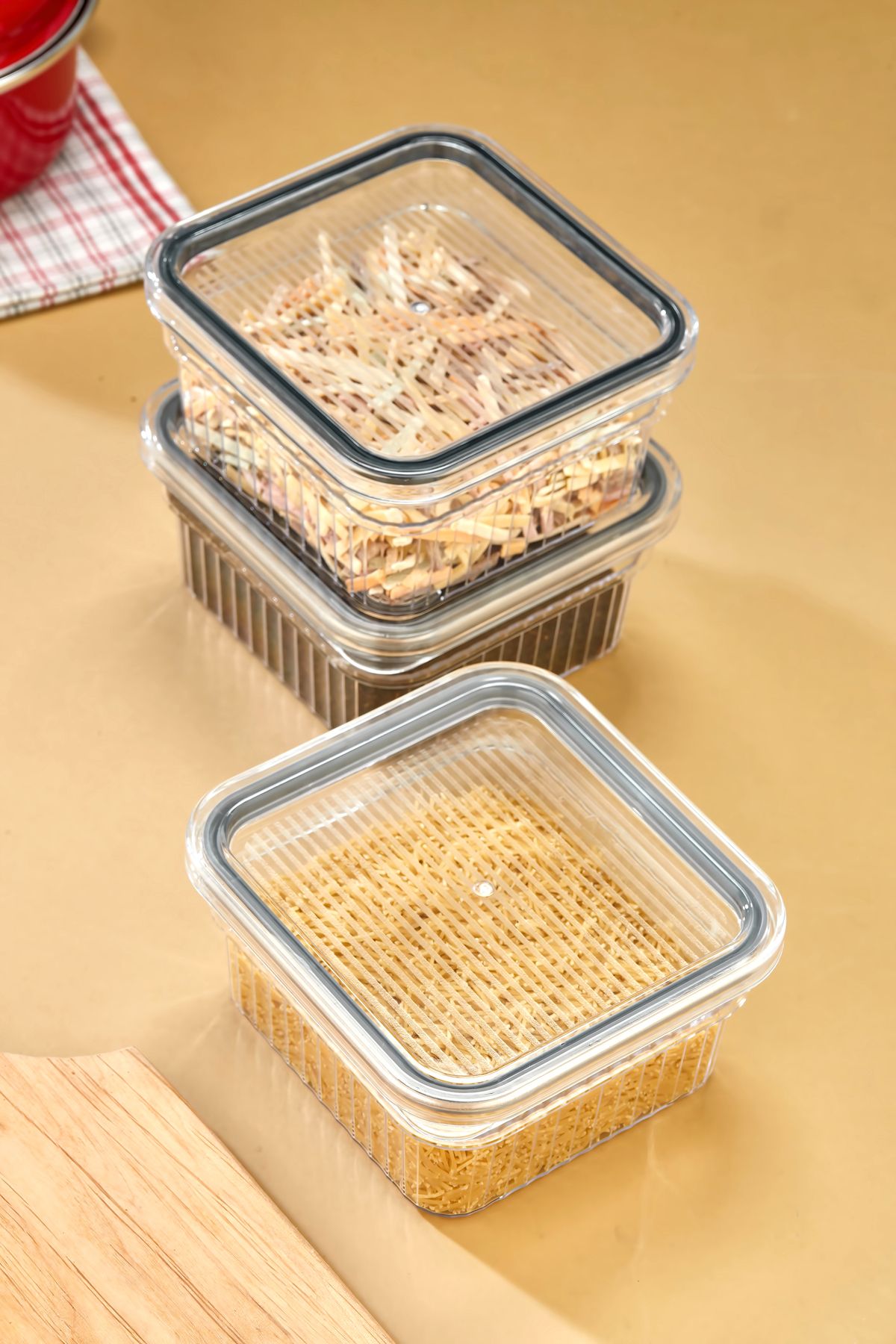Espas Home-3 Piece Storage Container Set with Gaskets and Leak-Proof Lids – Refrigerator and Dry Food Compatible 3X850 ml 4